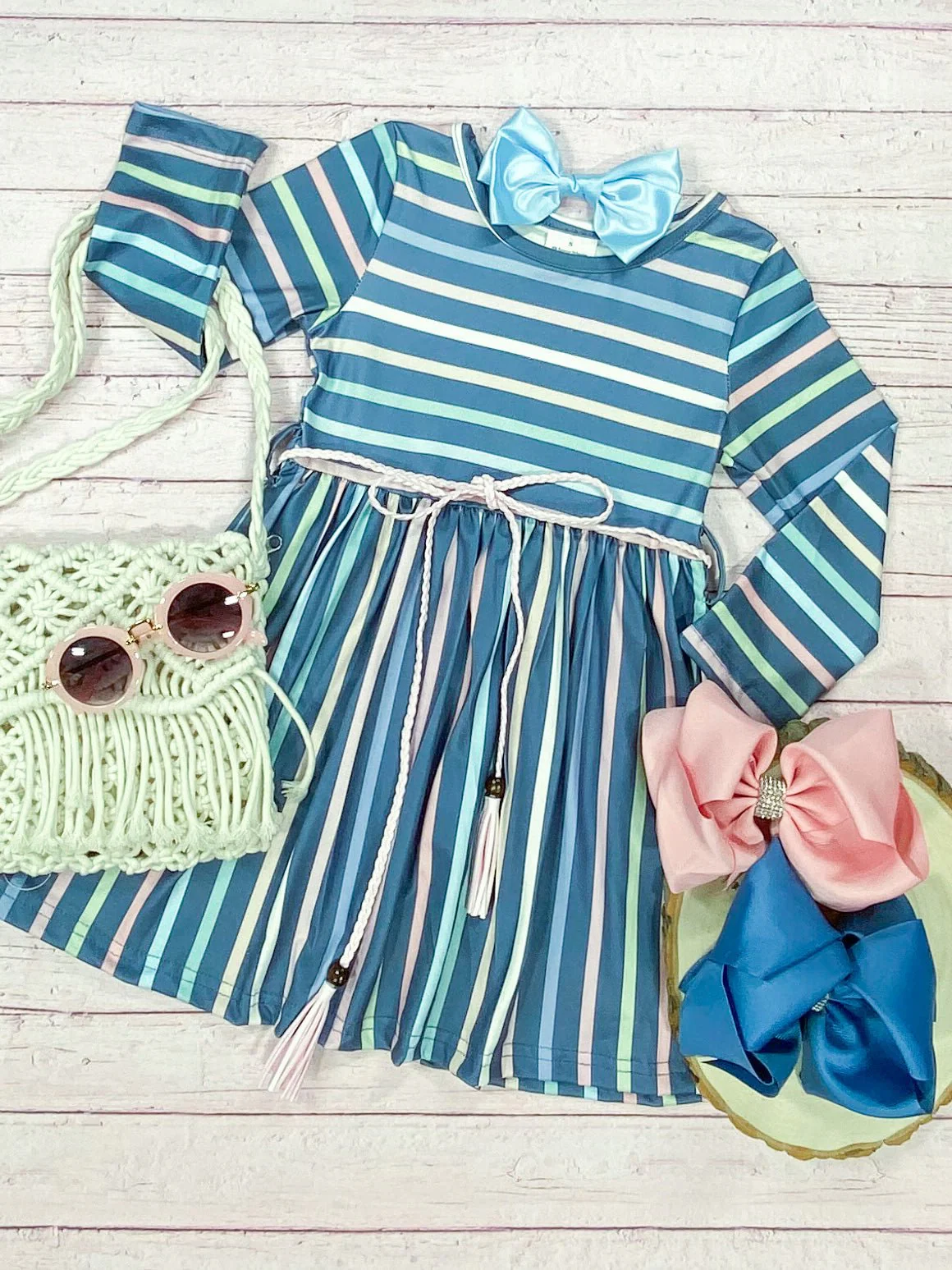 Mommy & Me Blue Hues Striped Dress - Image 4