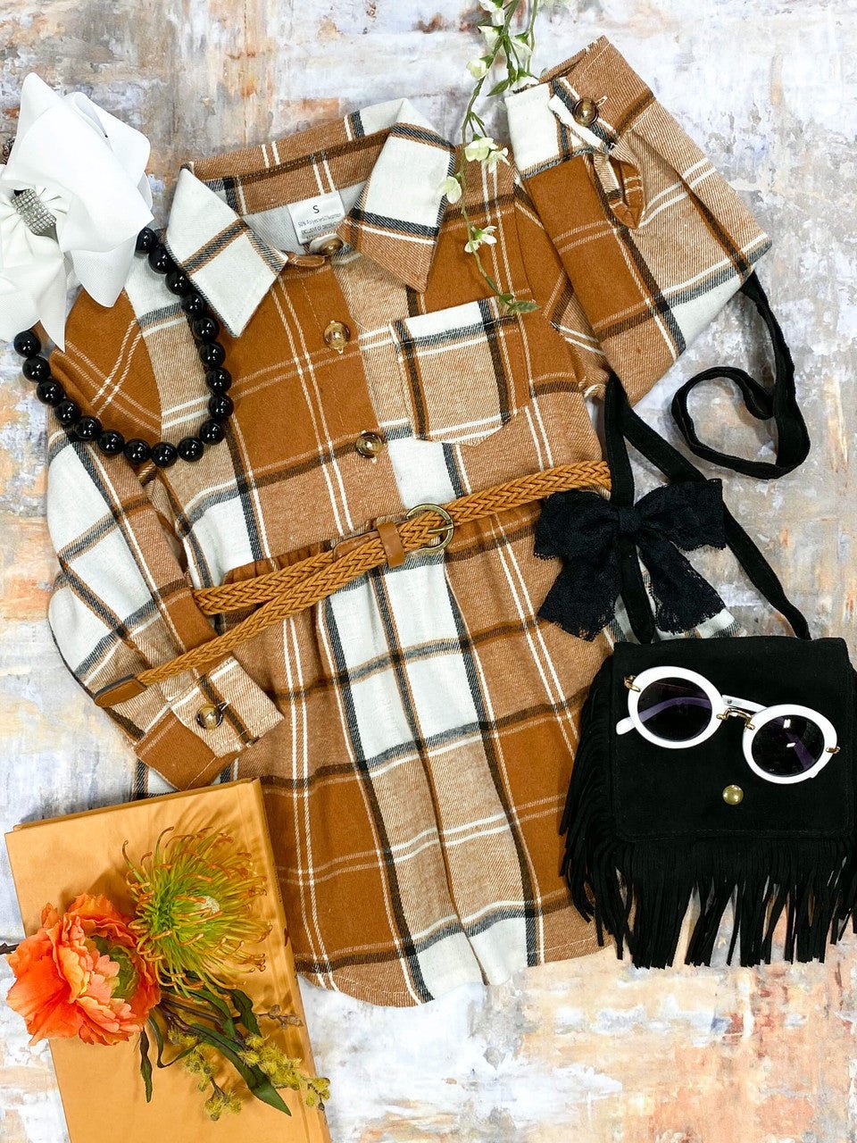 Mommy & Me Caramel Plaid Flannel Dress - Image 3
