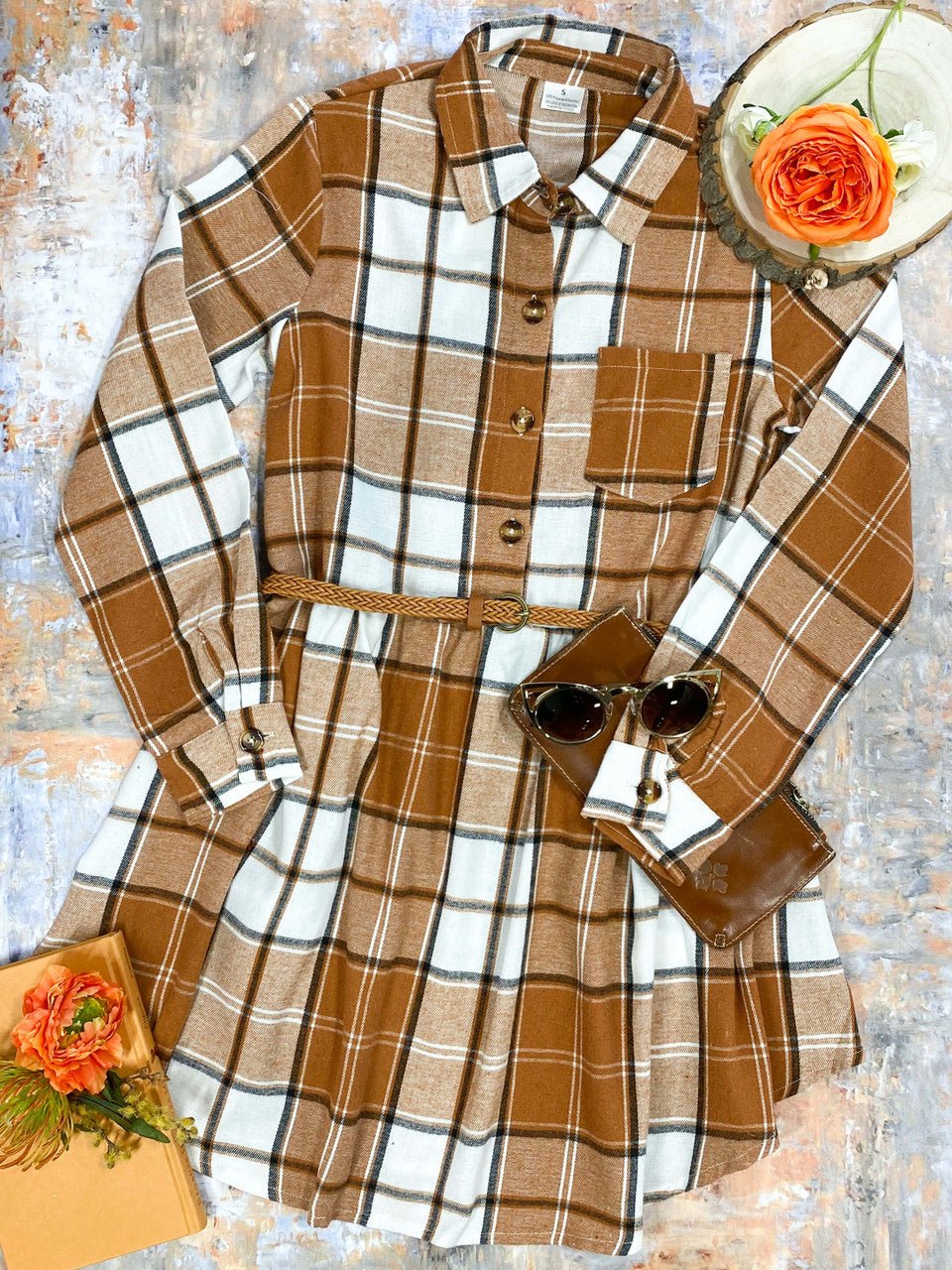 Mommy & Me Caramel Plaid Flannel Dress - Image 4