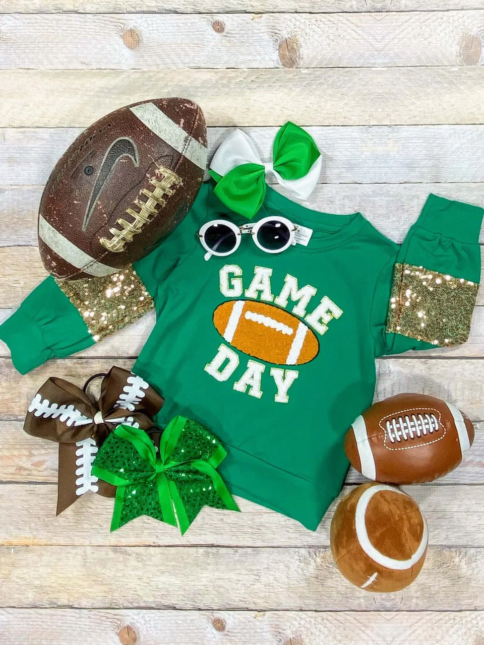 Mommy & Me Game Day Green Sequins Sleeved Shirt - Image 3