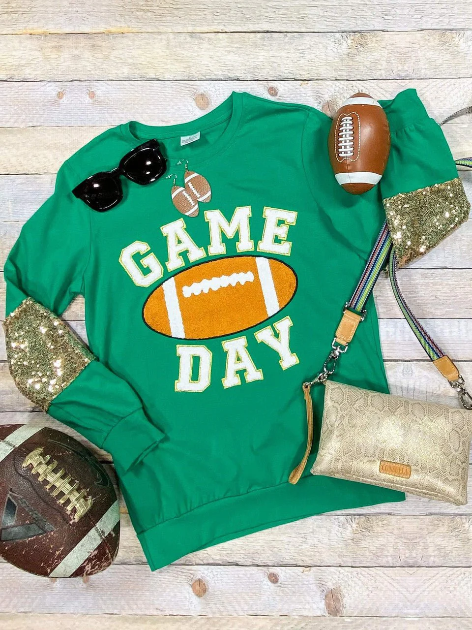 Mommy & Me Game Day Green Sequins Sleeved Shirt - Image 4