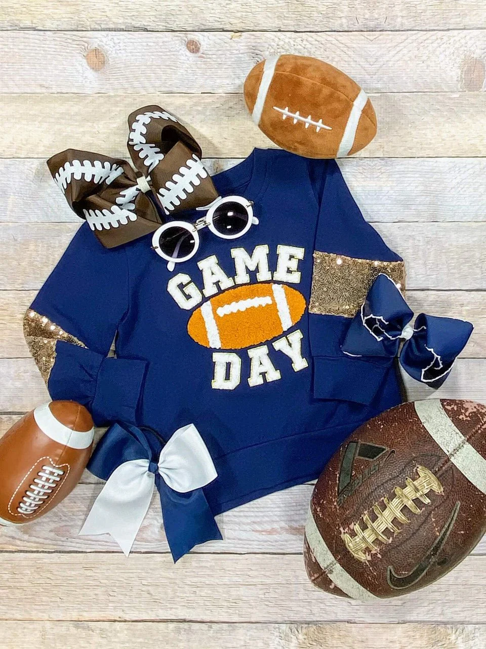 Mommy & Me Game Day Navy Sequins Sleeved Shirt - Image 3