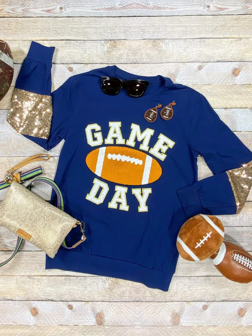 Mommy & Me Game Day Navy Sequins Sleeved Shirt - Image 4