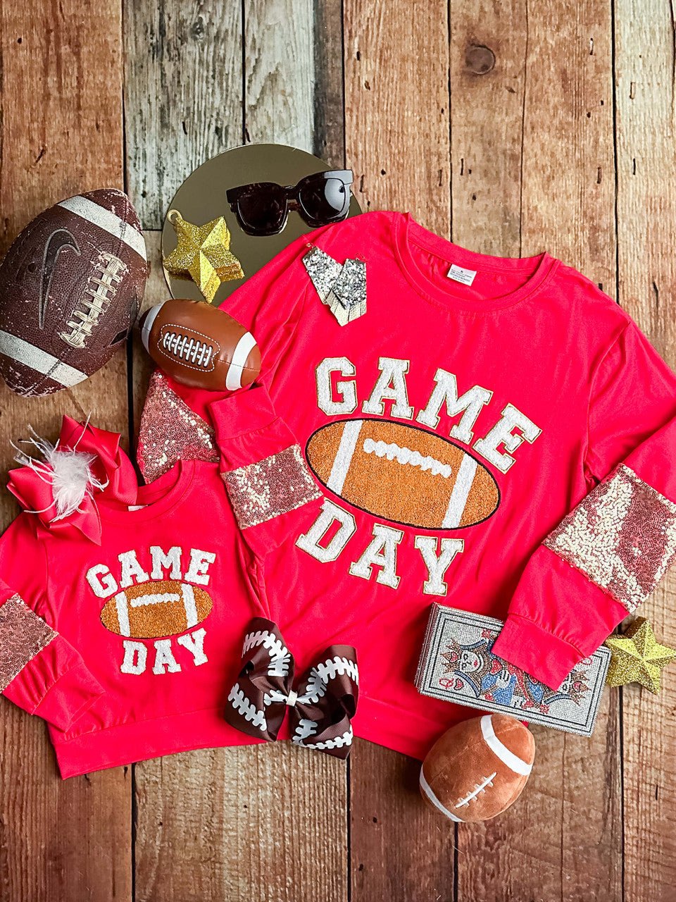 Mommy & Me Game Day Red Sequins Sleeved Shirt - Image 3