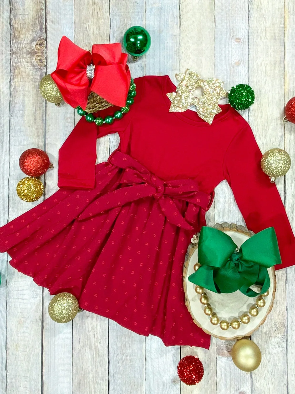 Mommy & Me Red Long Sleeve Twirl Dress - Image 3
