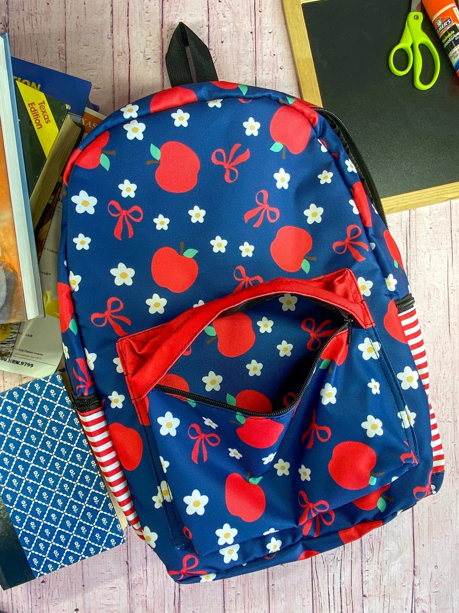 Navy & Red Apples Backpack