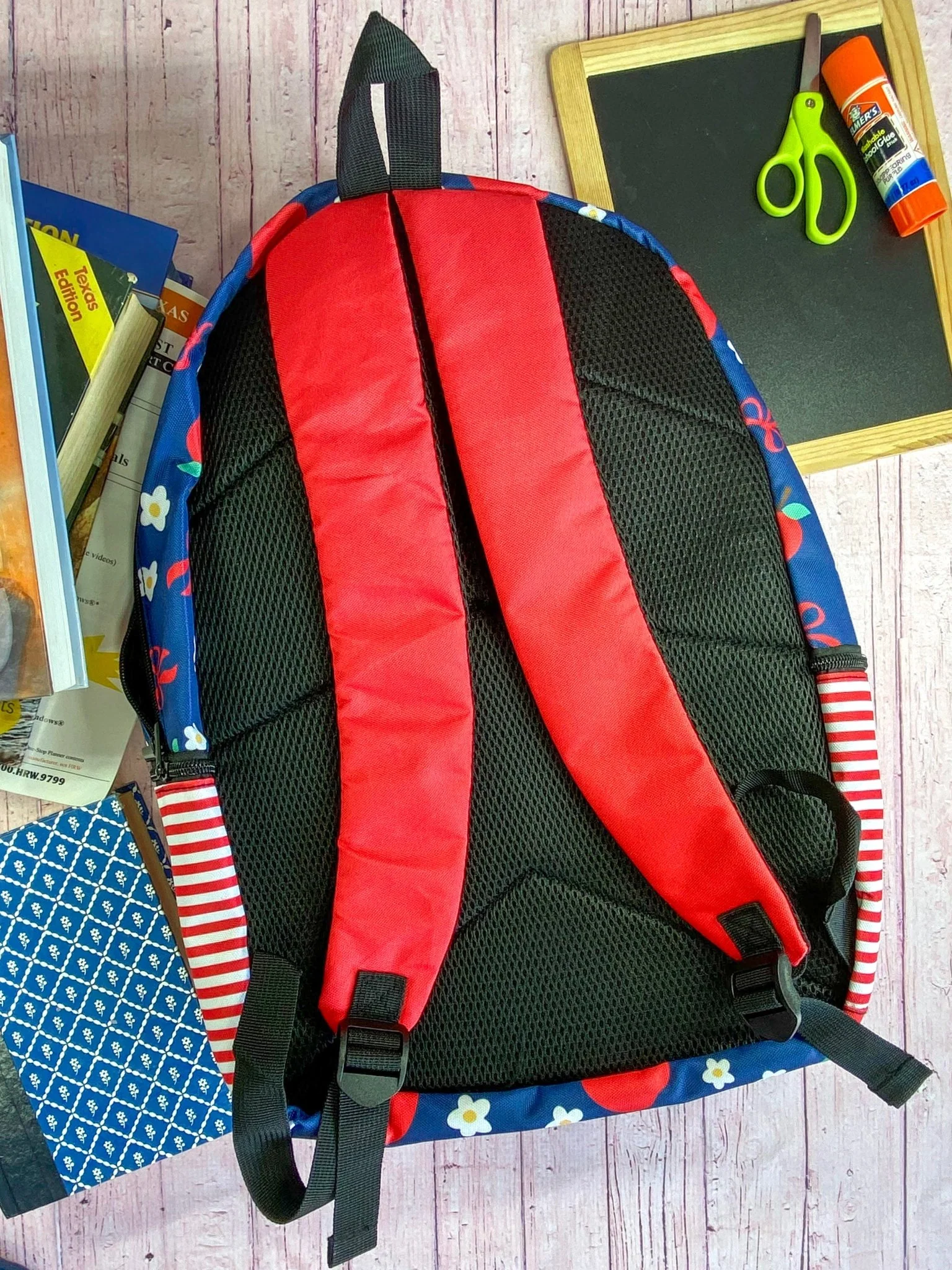 Navy & Red Apples Backpack - Image 2
