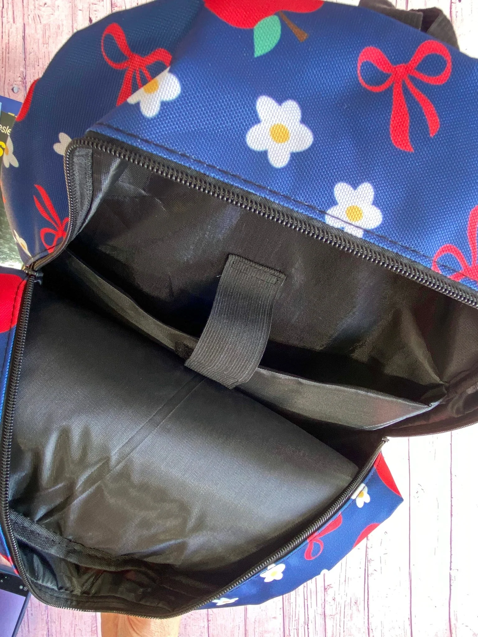 Navy & Red Apples Backpack - Image 4