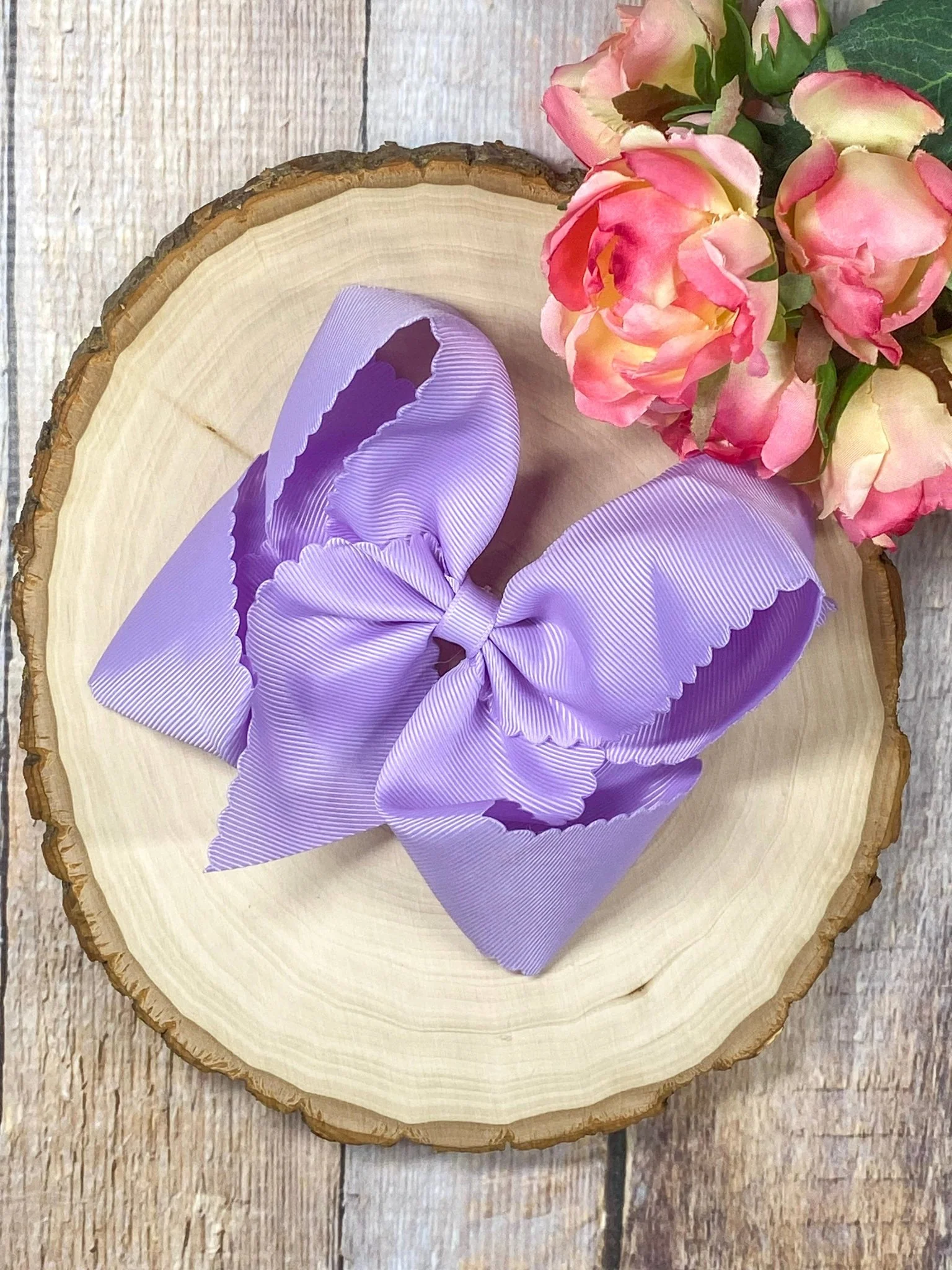 5.5" Oversize Scalloped Hair Bow | Clip or Headband - Image 10