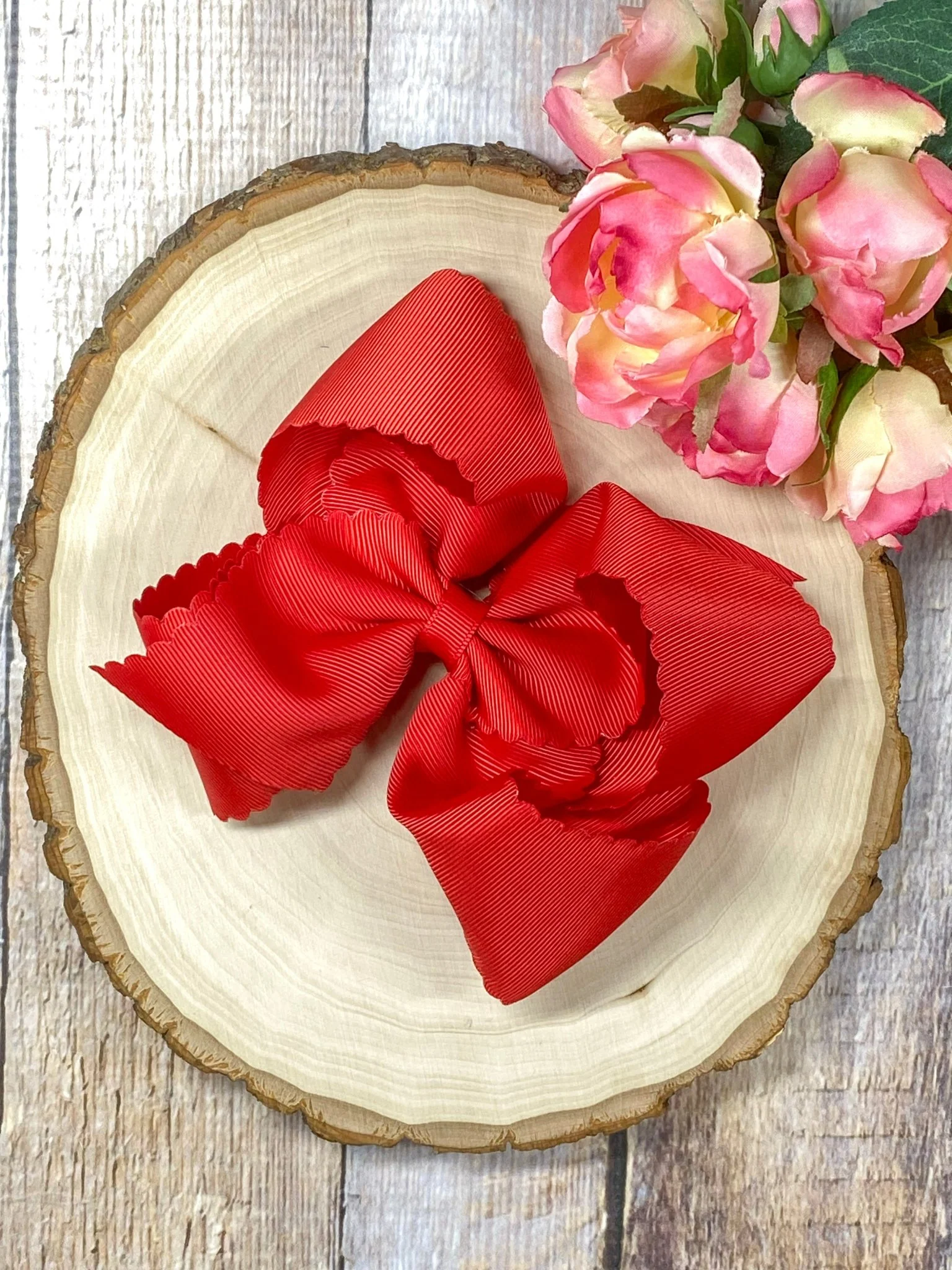 5.5" Oversize Scalloped Hair Bow | Clip or Headband - Image 11