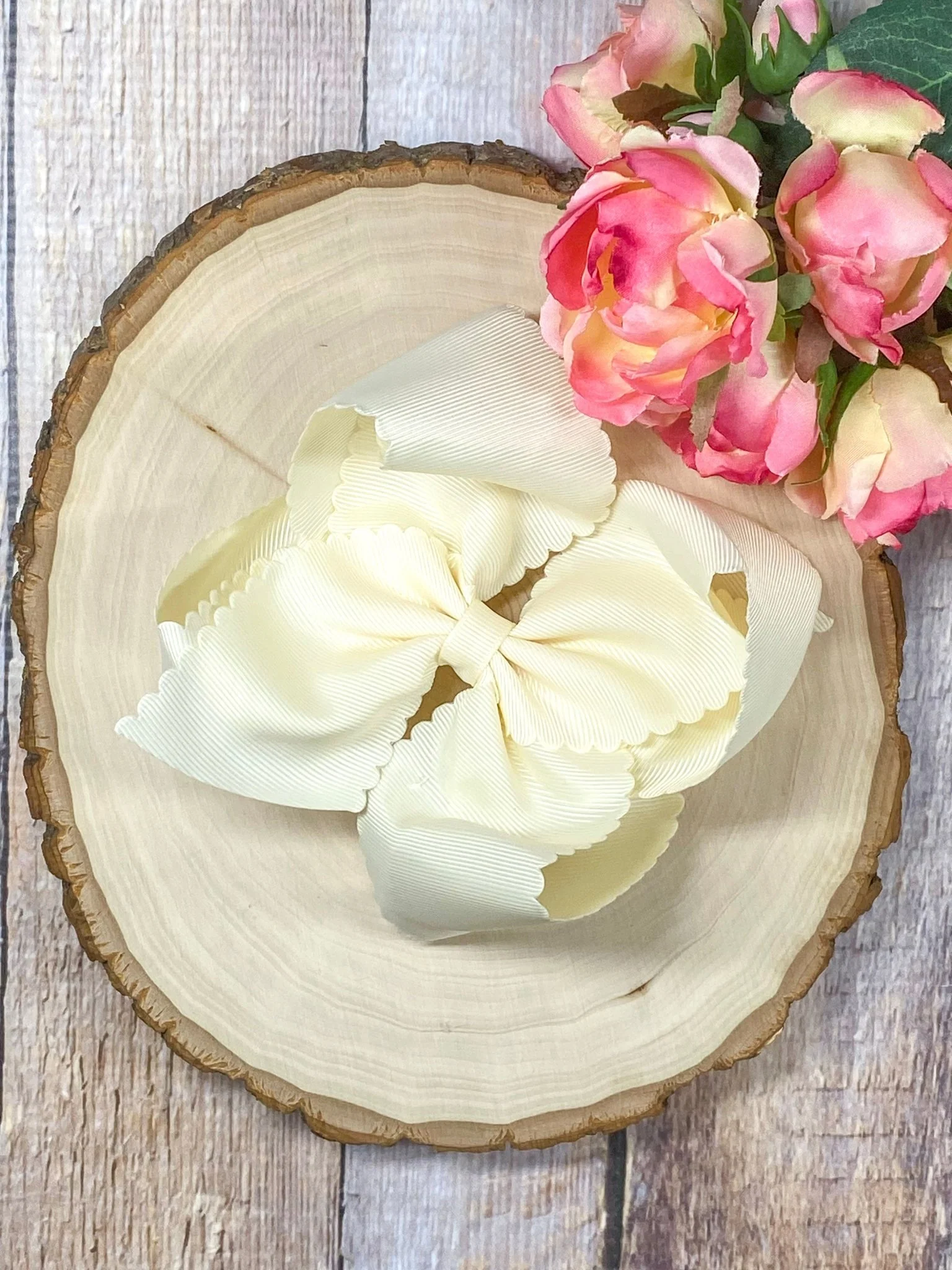 5.5" Oversize Scalloped Hair Bow | Clip or Headband - Image 12