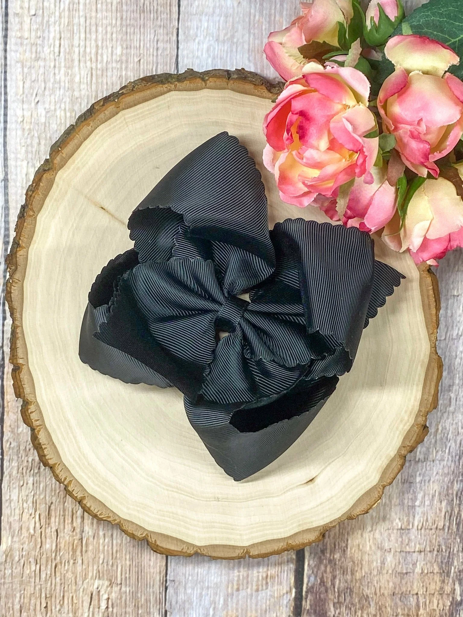 5.5" Oversize Scalloped Hair Bow | Clip or Headband - Image 13
