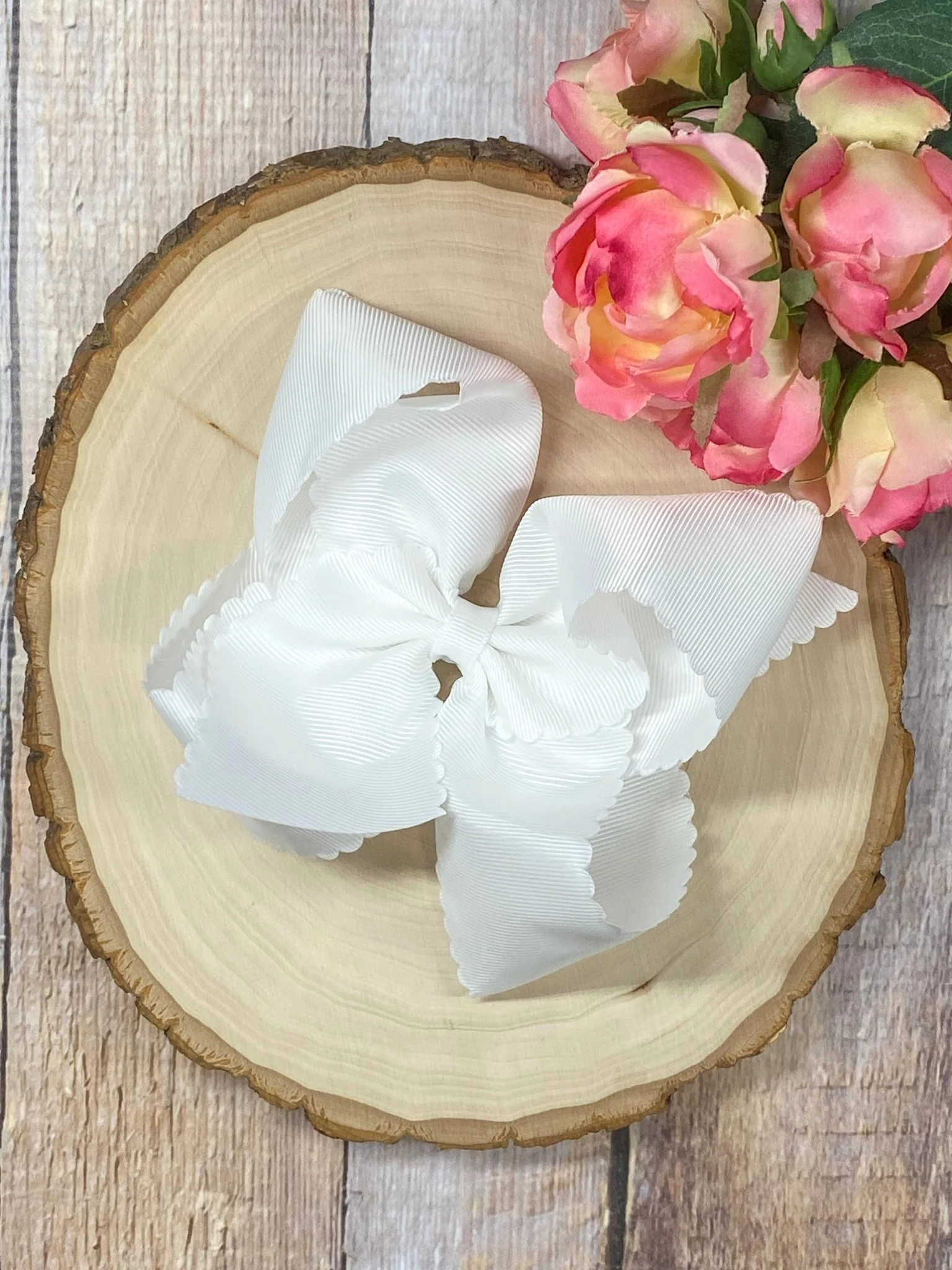 5.5" Oversize Scalloped Hair Bow | Clip or Headband - Image 14