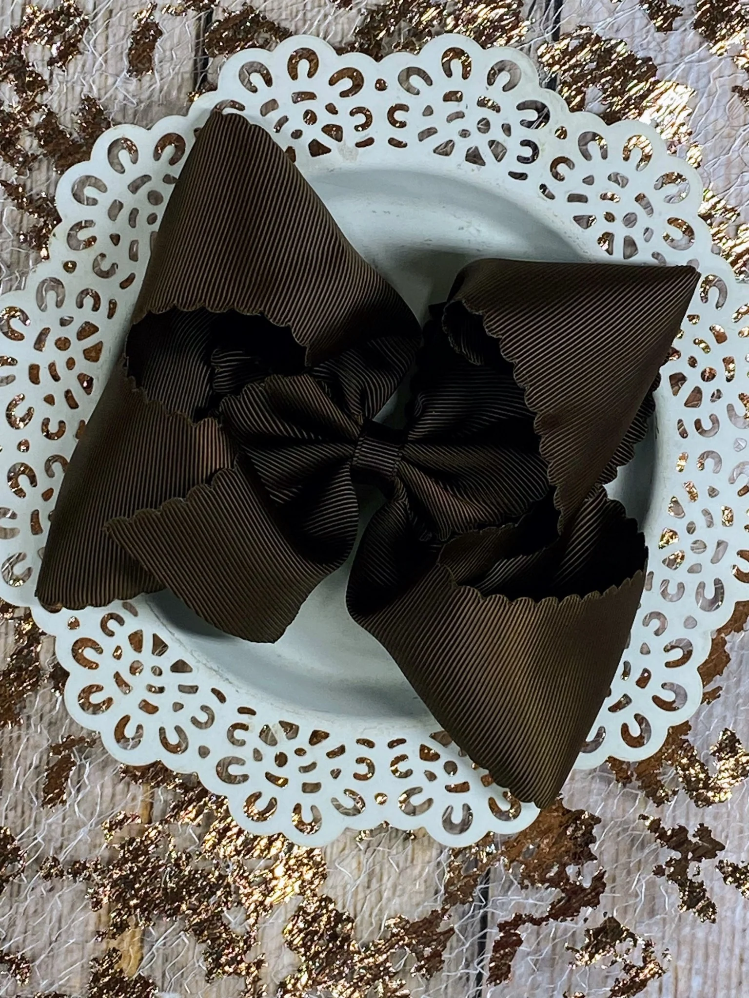 5.5" Oversize Scalloped Hair Bow | Clip or Headband - Image 16