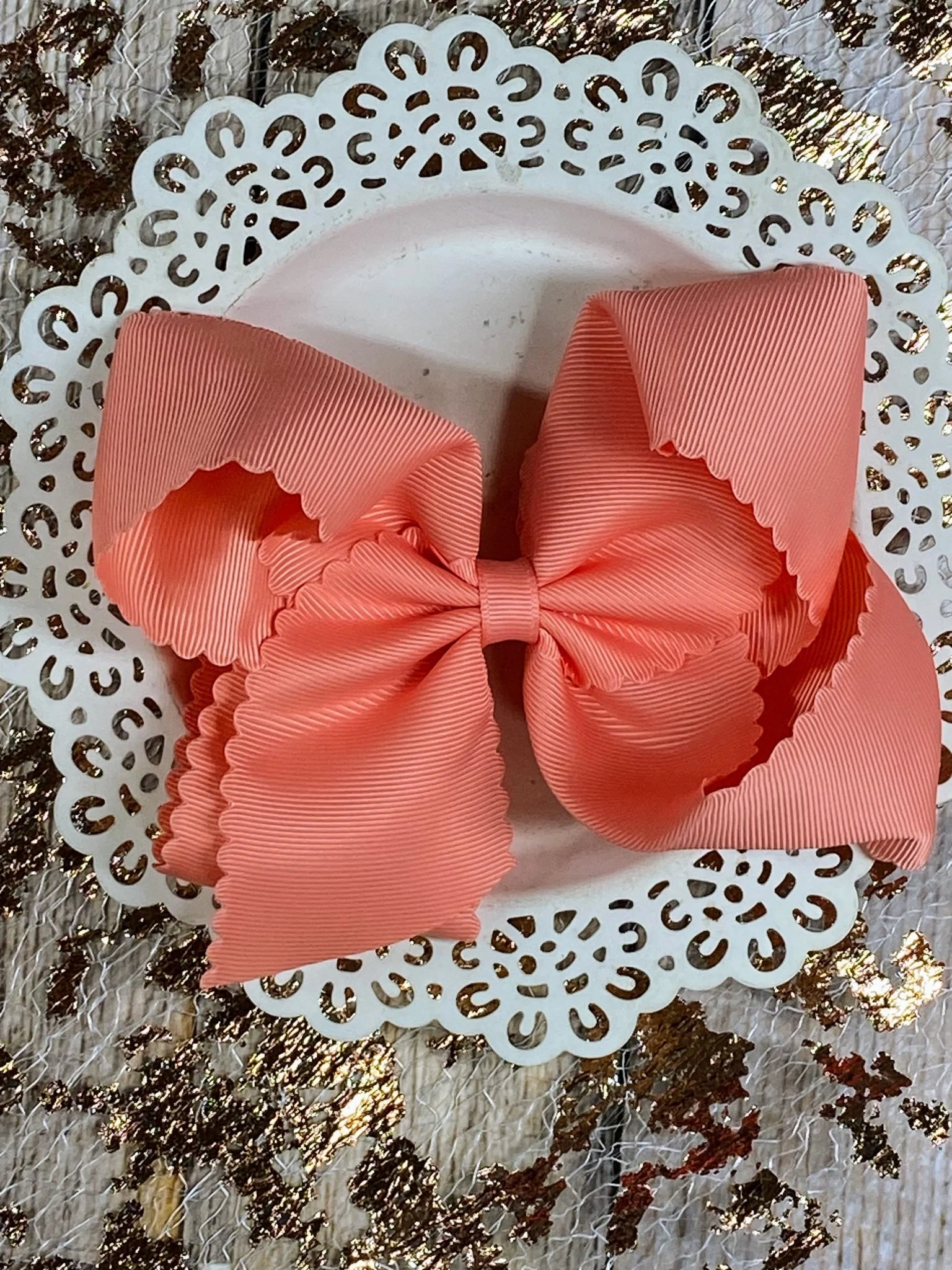 5.5" Oversize Scalloped Hair Bow | Clip or Headband - Image 17