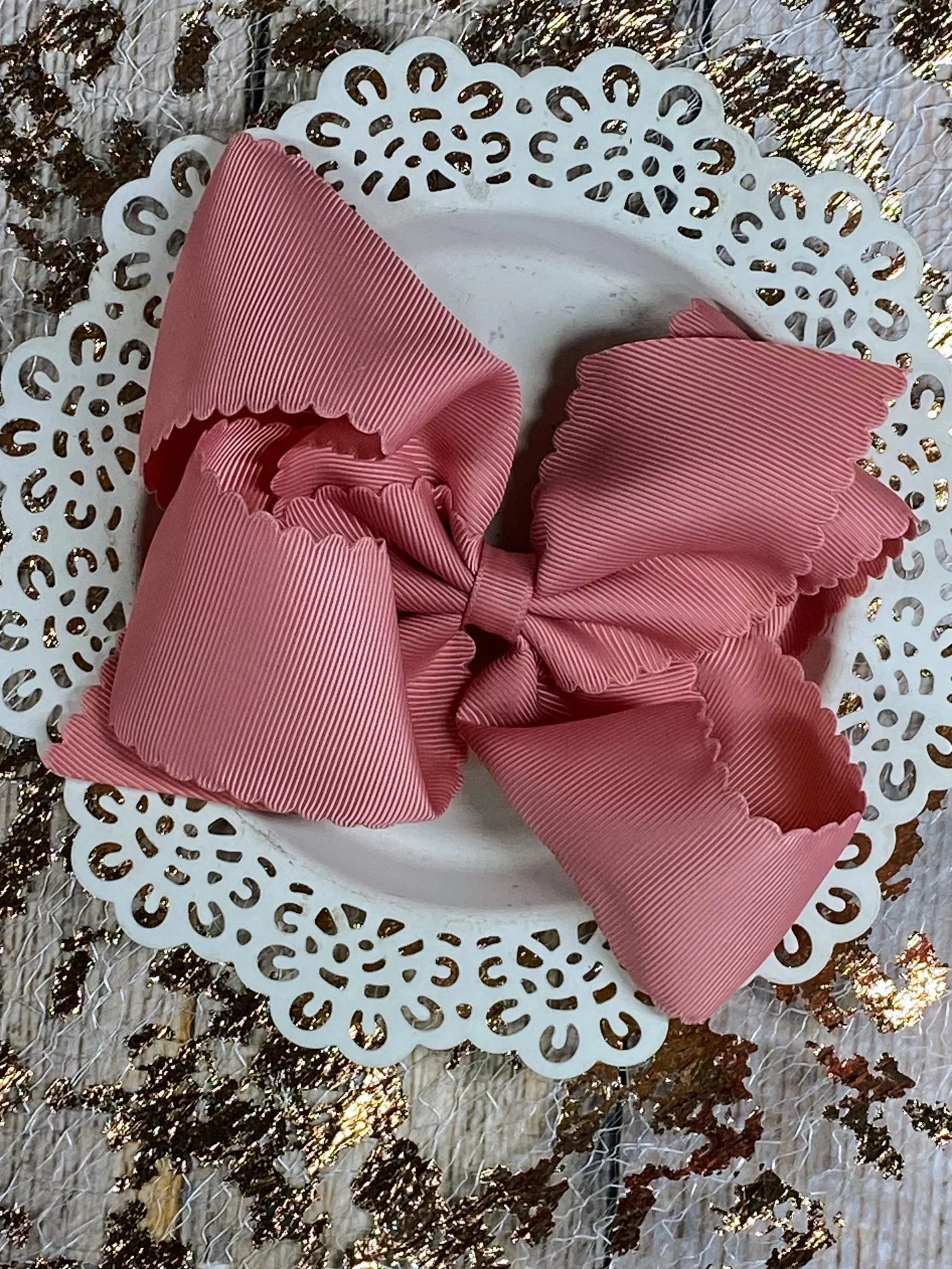 5.5" Oversize Scalloped Hair Bow | Clip or Headband - Image 18