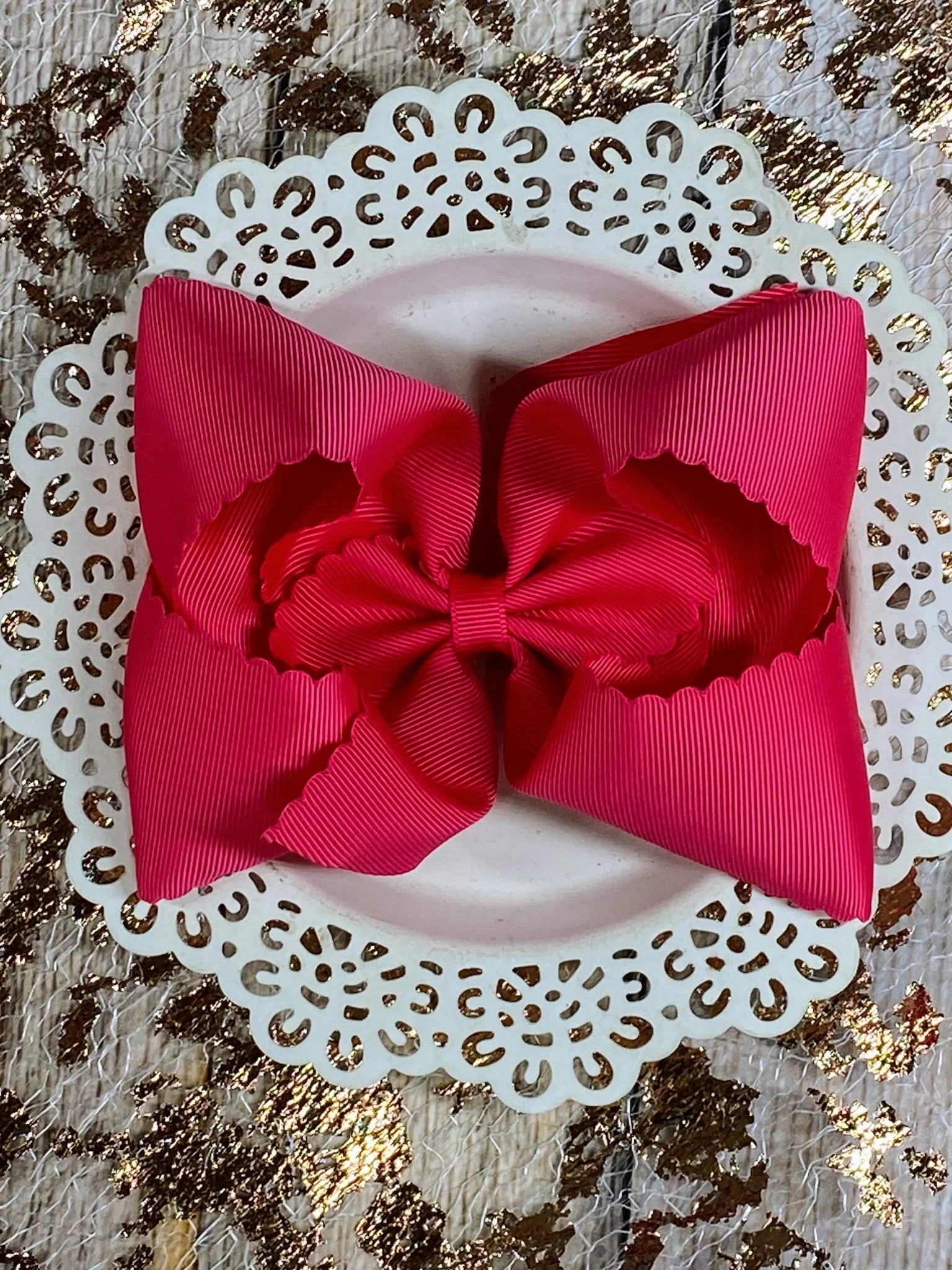 5.5" Oversize Scalloped Hair Bow | Clip or Headband - Image 21