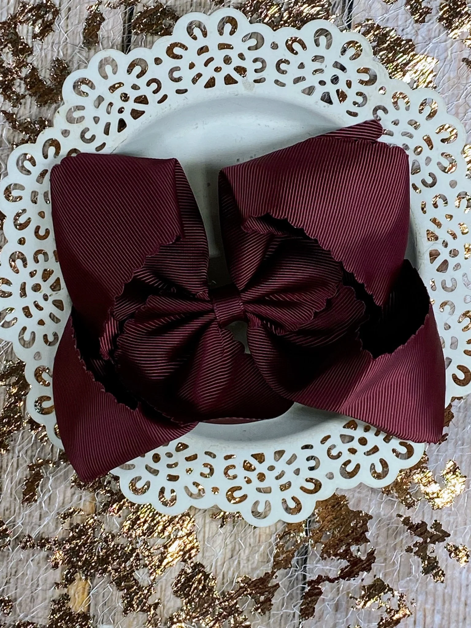 5.5" Oversize Scalloped Hair Bow | Clip or Headband - Image 25