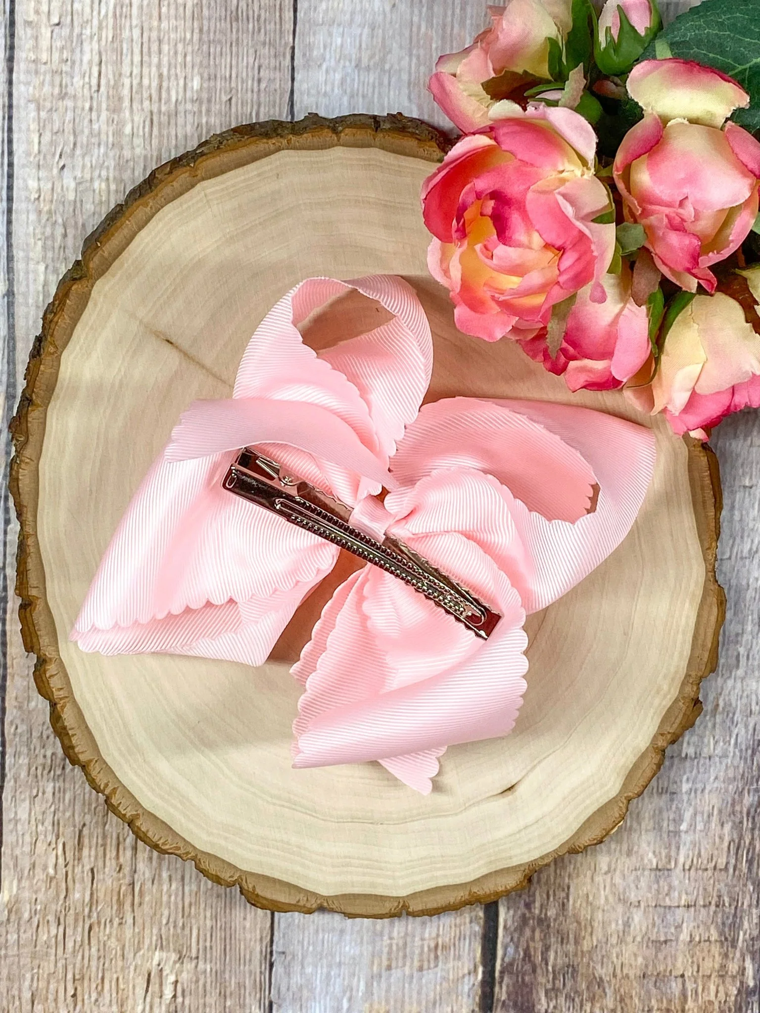 5.5" Oversize Scalloped Hair Bow | Clip or Headband - Image 3