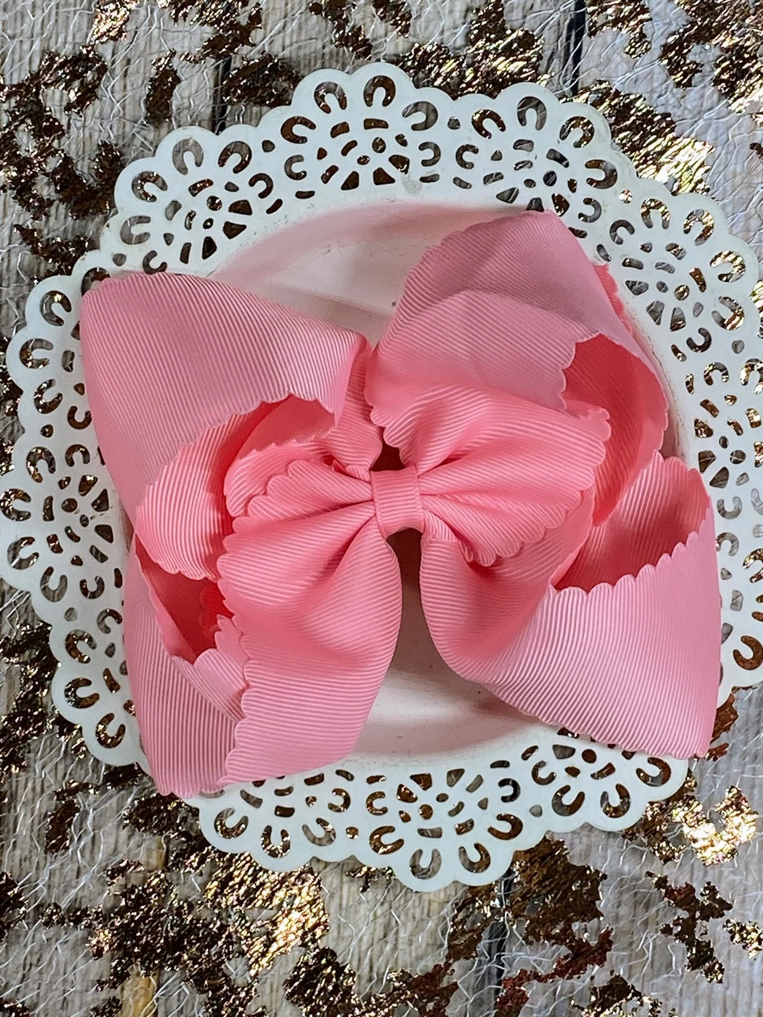 5.5" Oversize Scalloped Hair Bow | Clip or Headband - Image 32