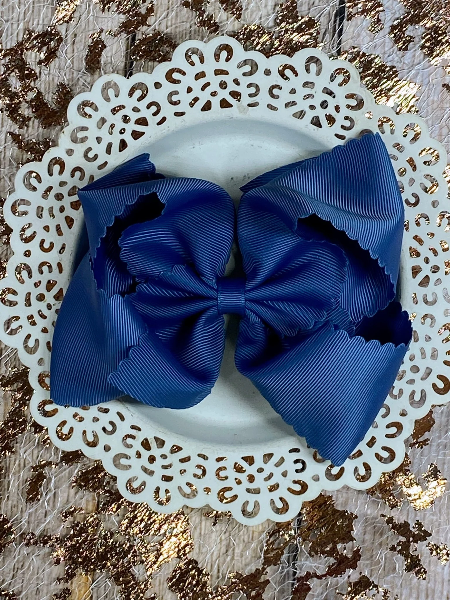 5.5" Oversize Scalloped Hair Bow | Clip or Headband - Image 35
