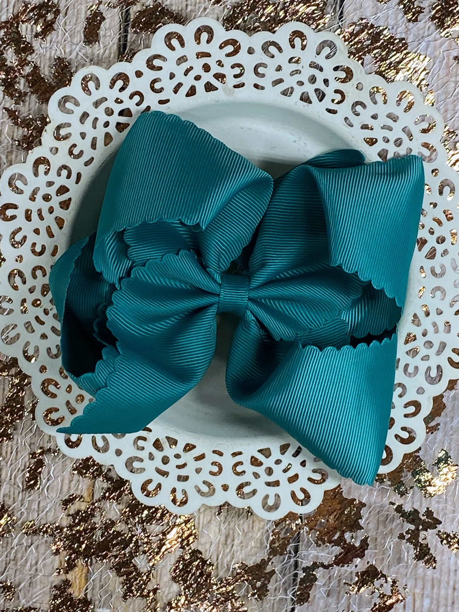 5.5" Oversize Scalloped Hair Bow | Clip or Headband - Image 36