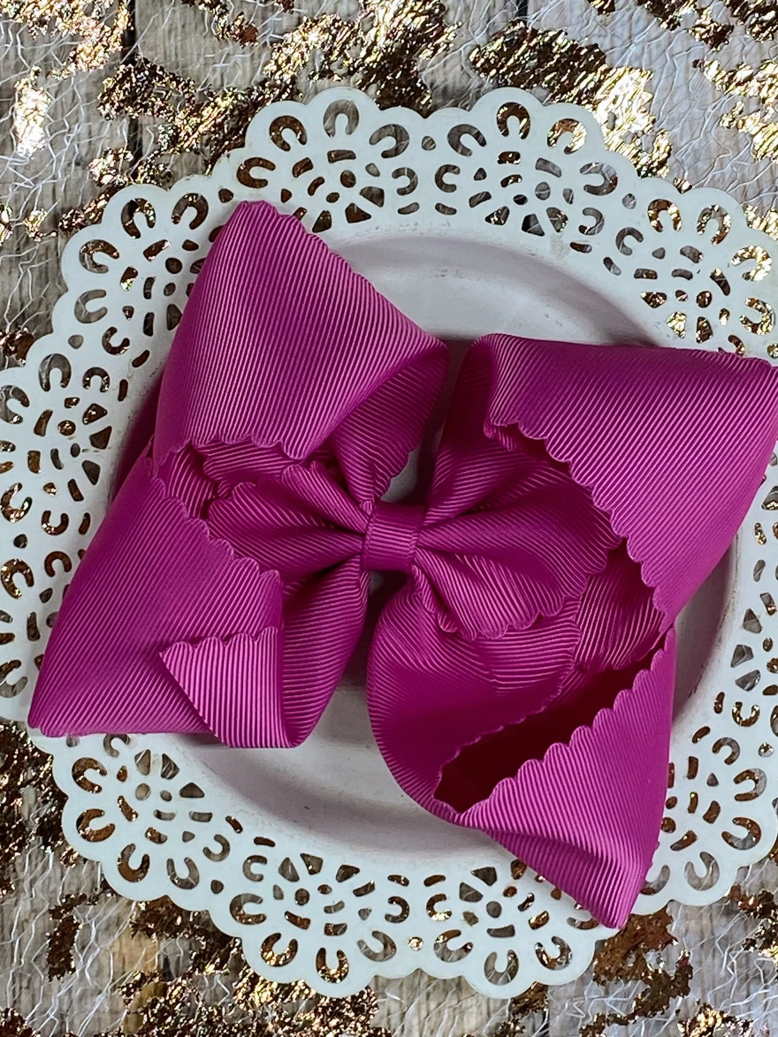 5.5" Oversize Scalloped Hair Bow | Clip or Headband - Image 38