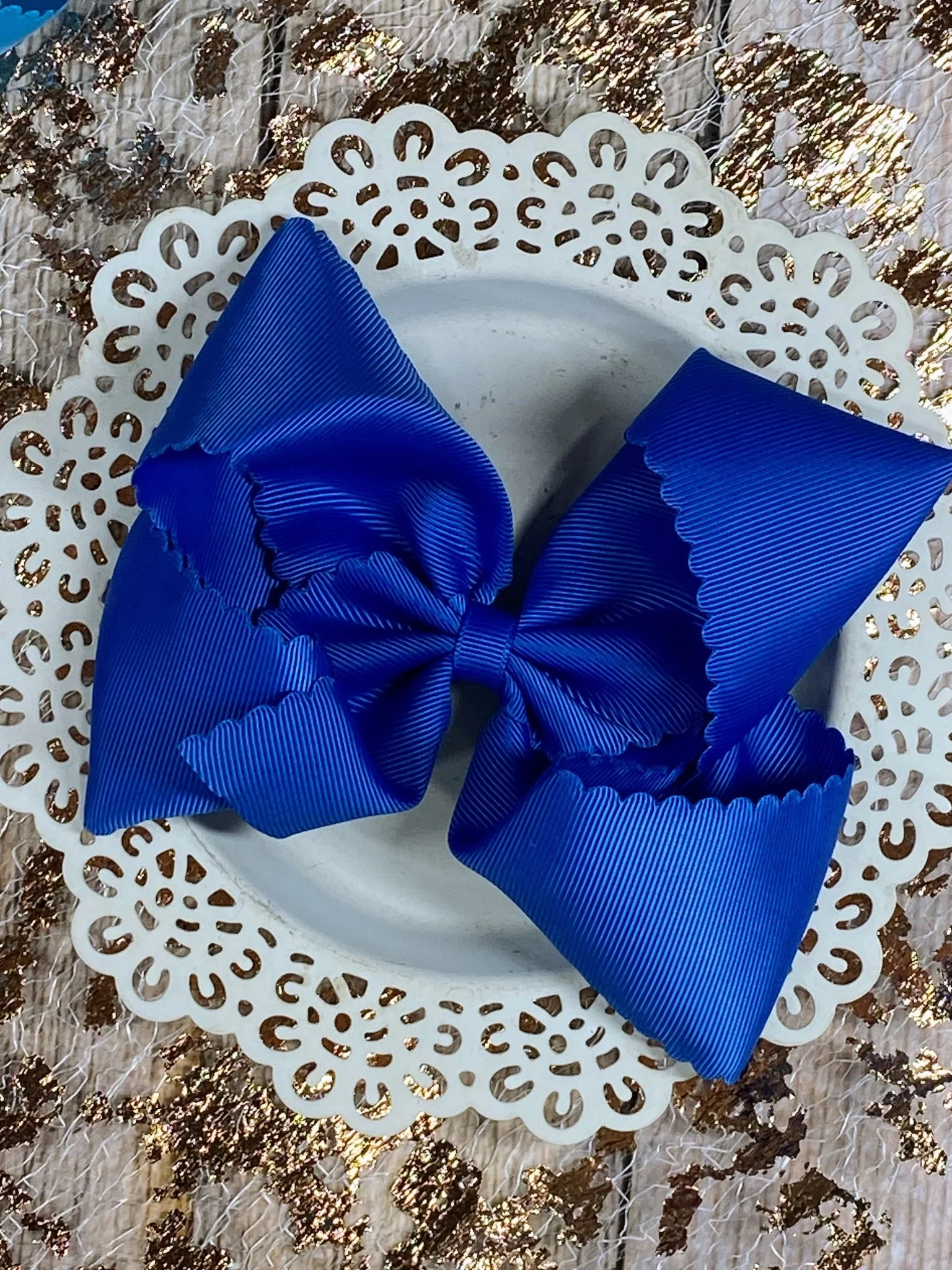 5.5" Oversize Scalloped Hair Bow | Clip or Headband - Image 39