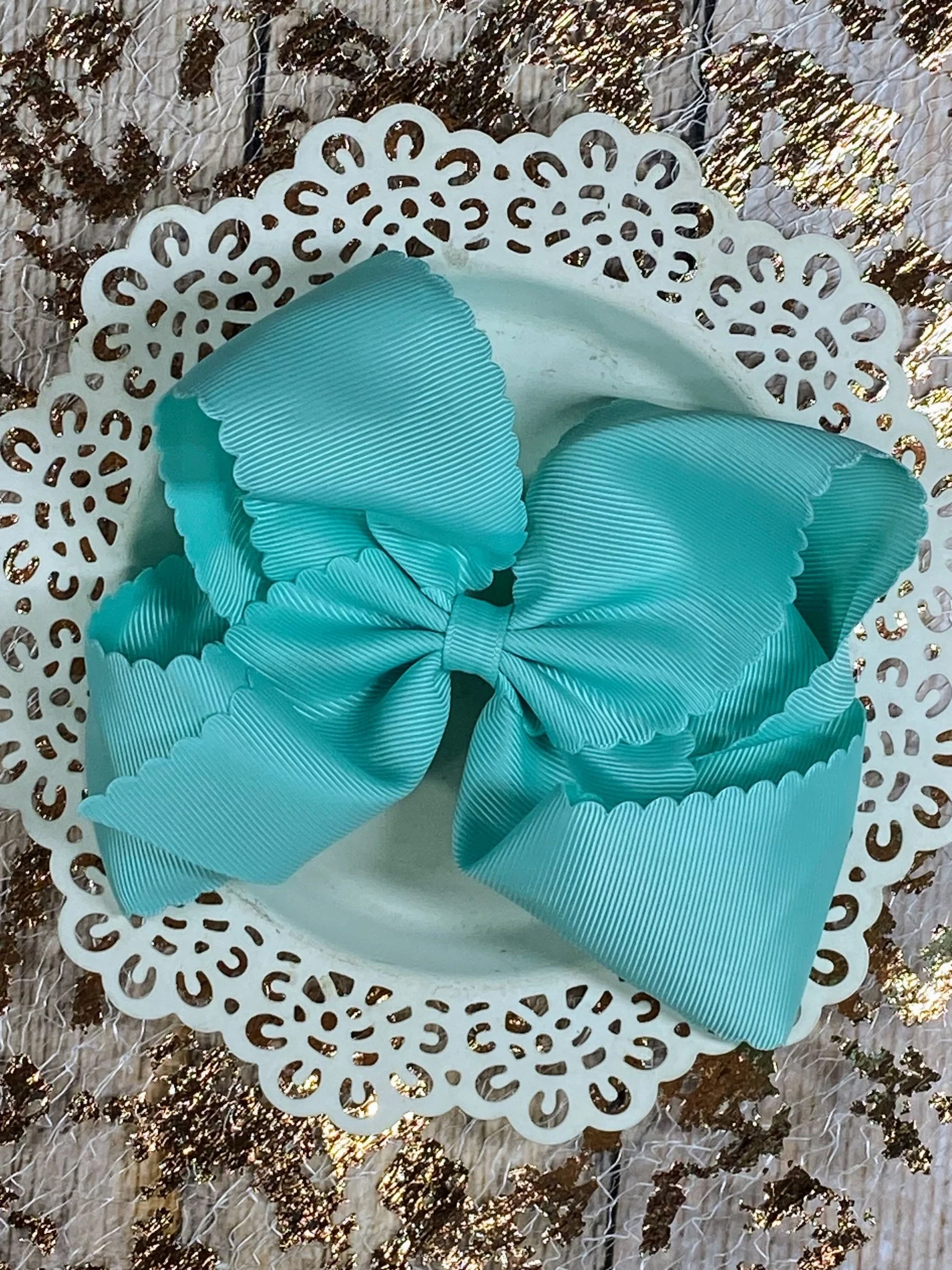 5.5" Oversize Scalloped Hair Bow | Clip or Headband - Image 40