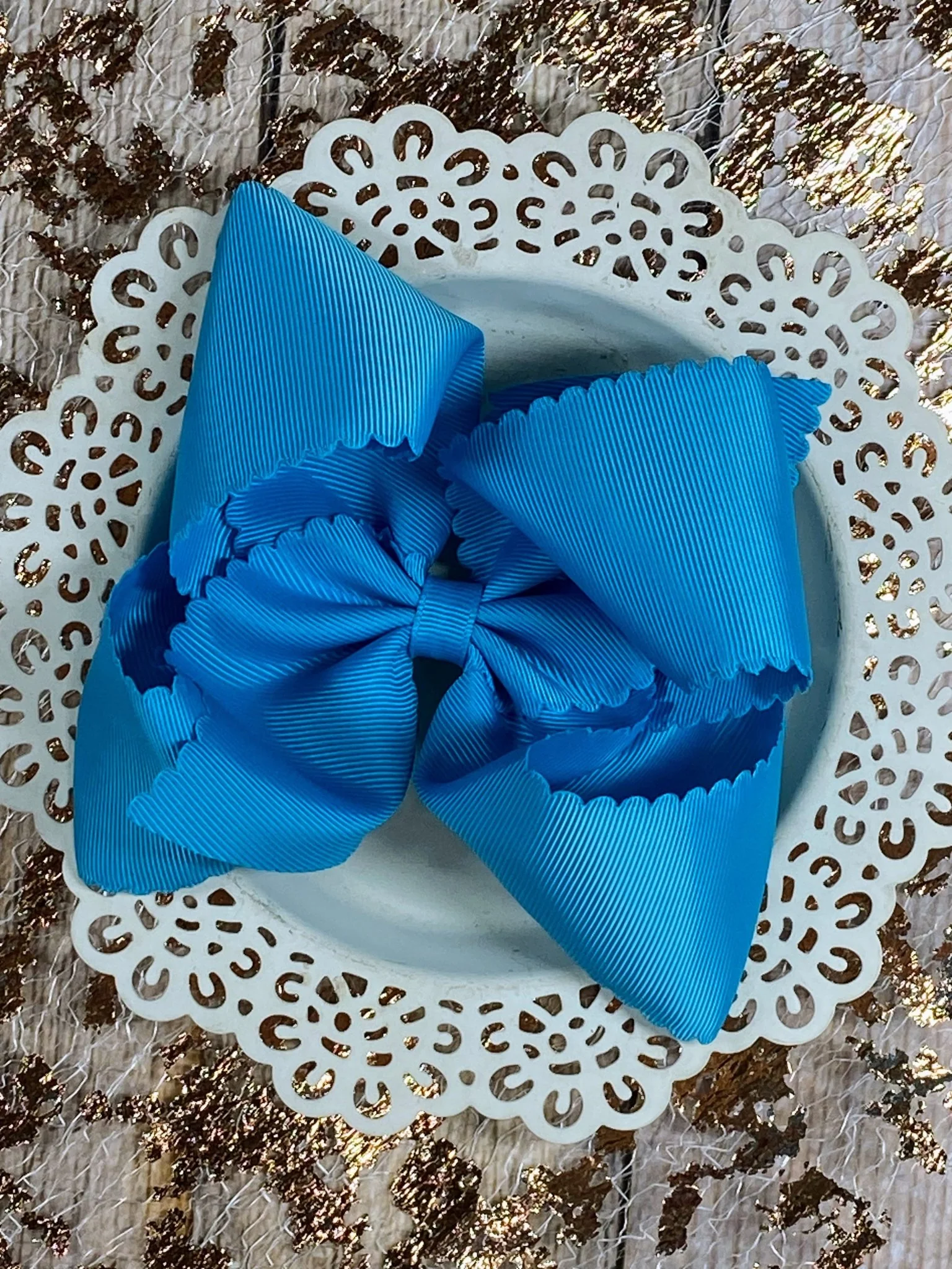 5.5" Oversize Scalloped Hair Bow | Clip or Headband - Image 41