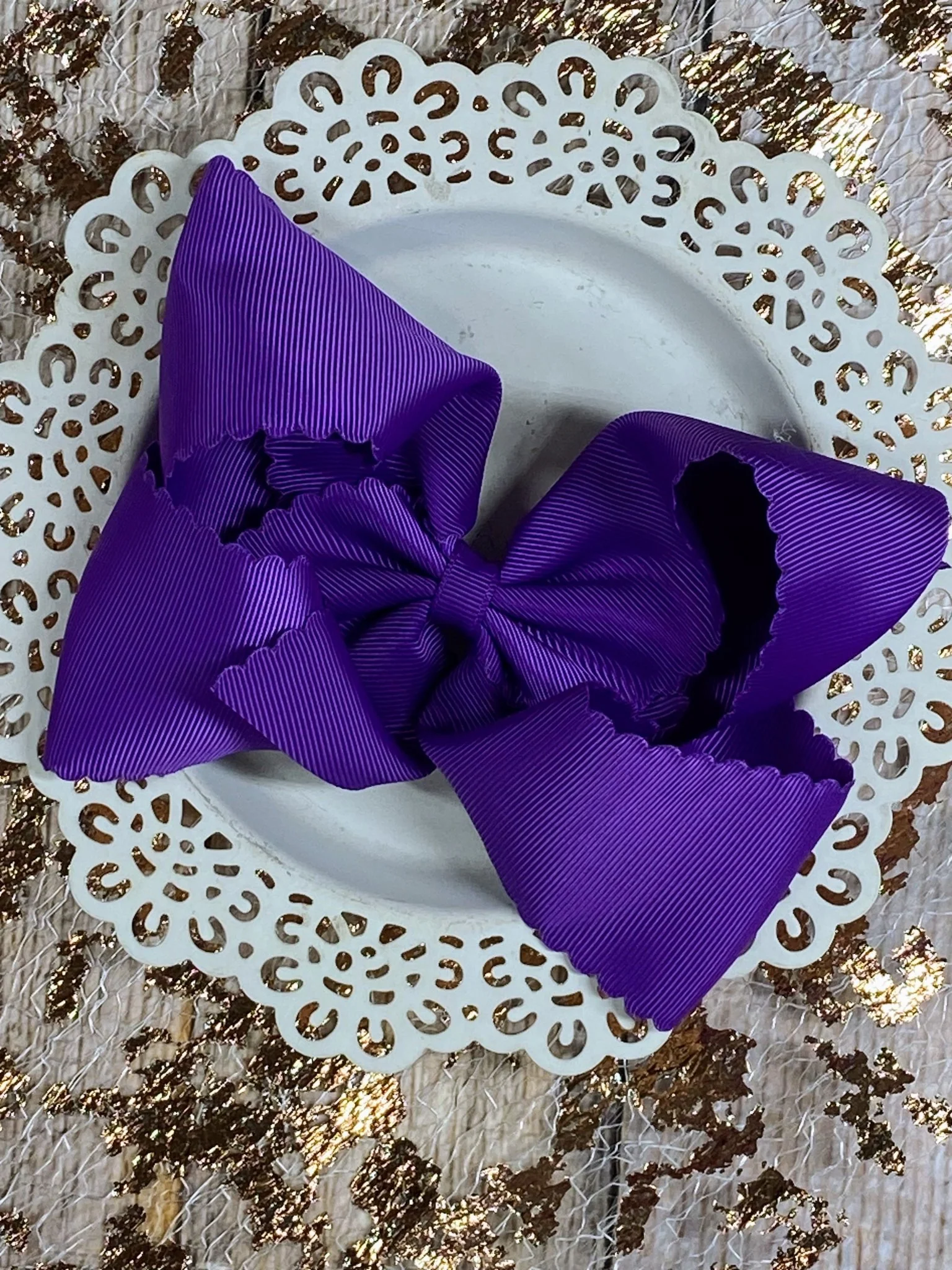 5.5" Oversize Scalloped Hair Bow | Clip or Headband - Image 42