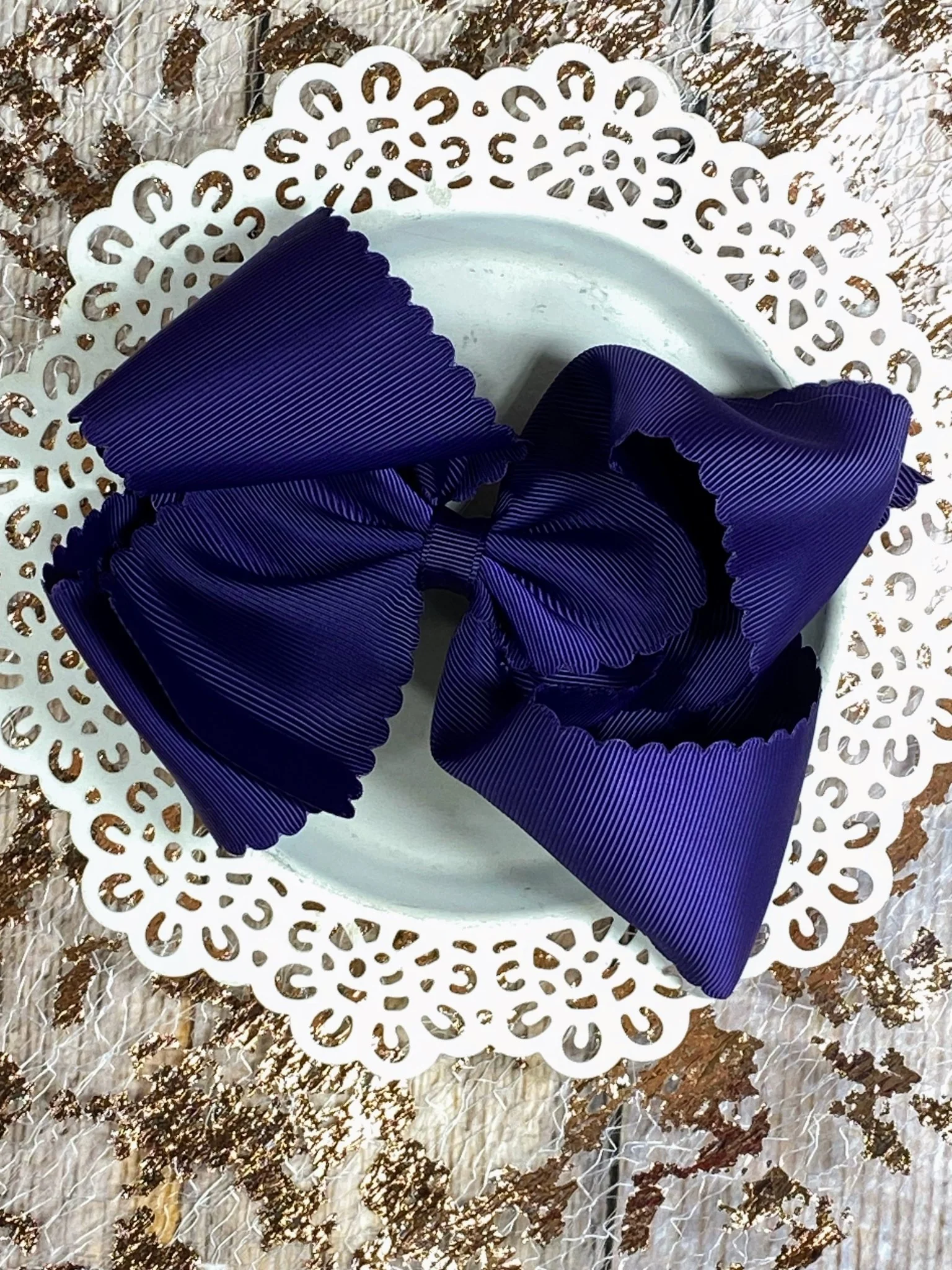 5.5" Oversize Scalloped Hair Bow | Clip or Headband - Image 43