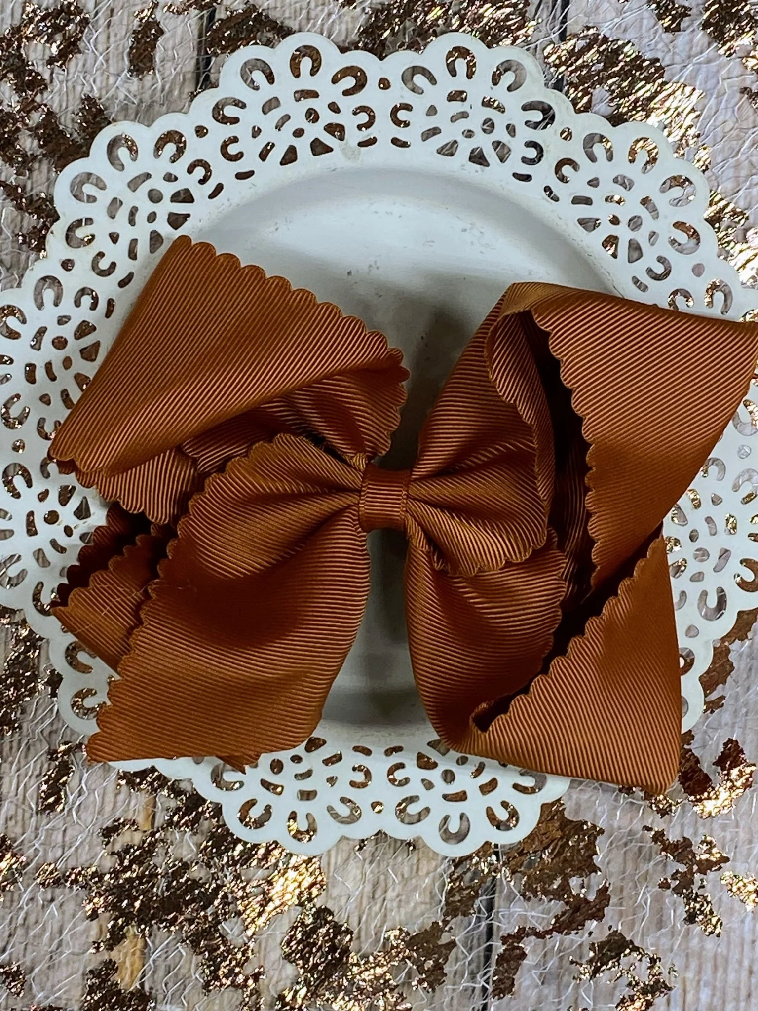 5.5" Oversize Scalloped Hair Bow | Clip or Headband - Image 44