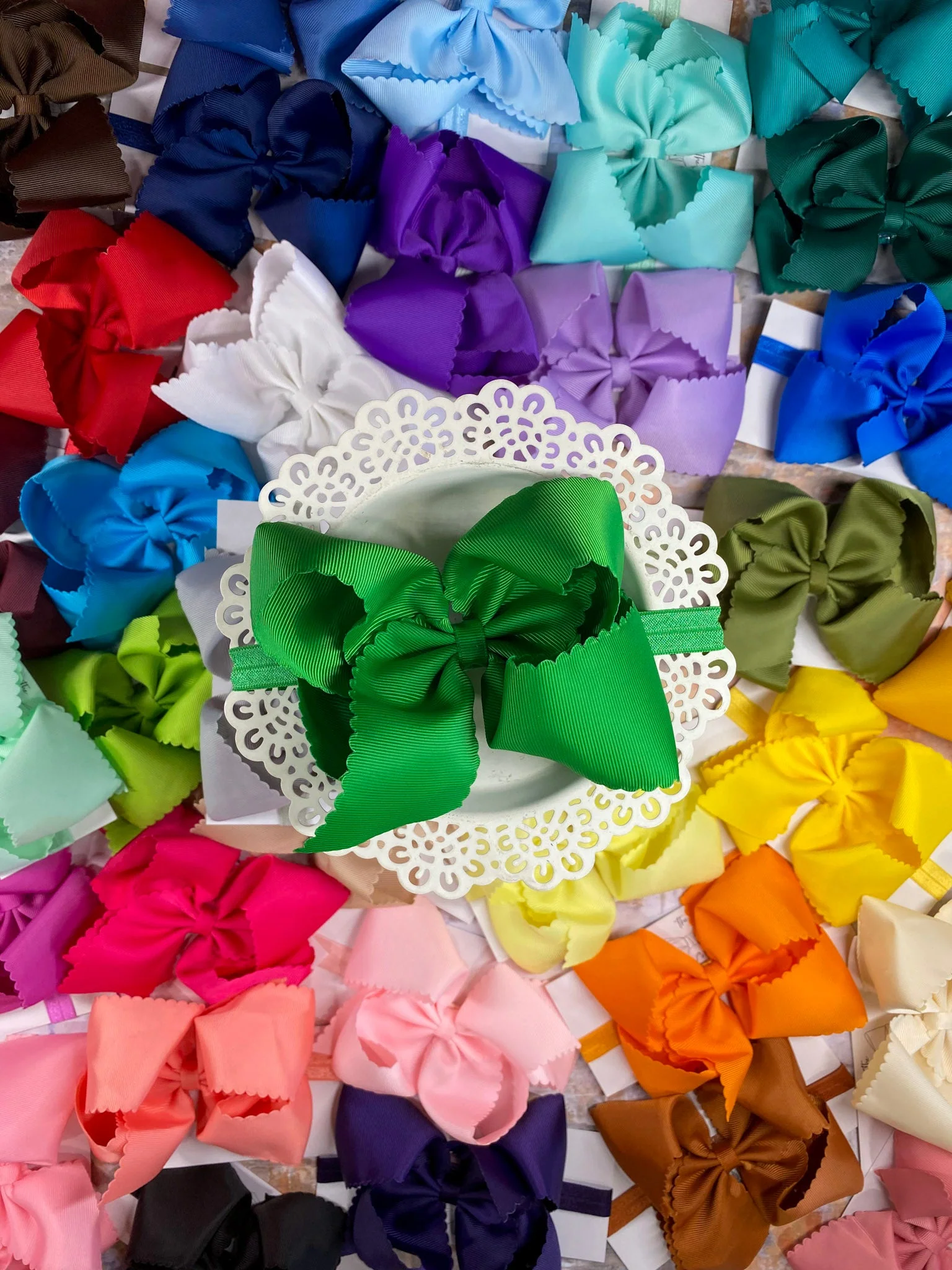 5.5" Oversize Scalloped Hair Bow | Clip or Headband - Image 45