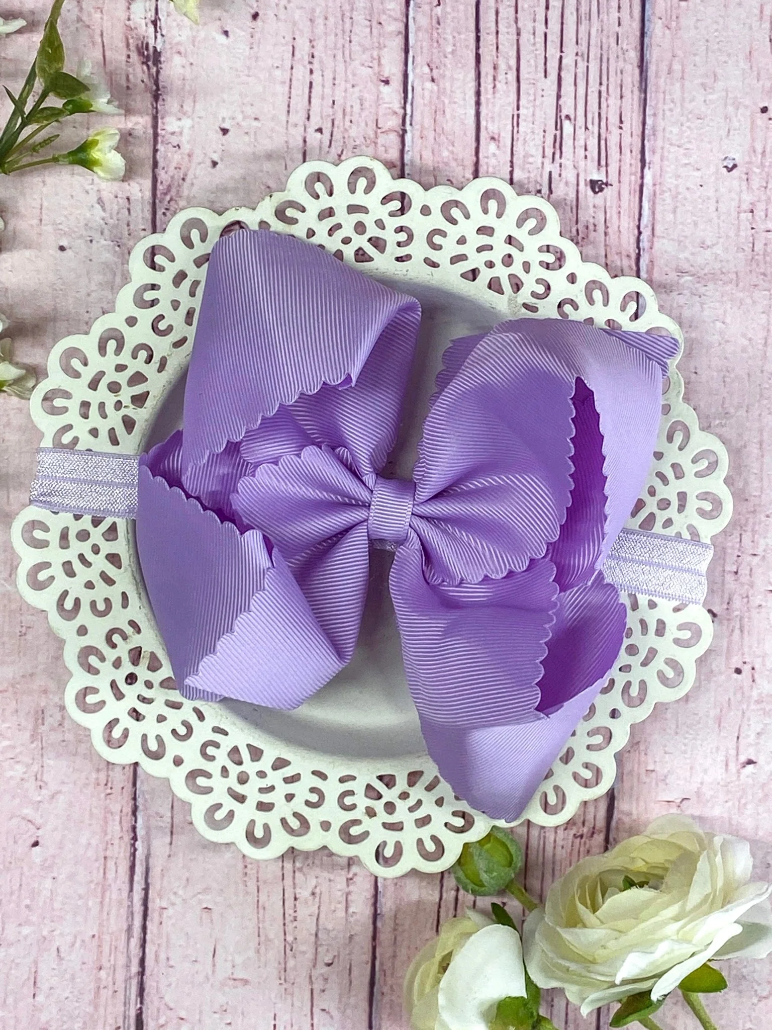 5.5" Oversize Scalloped Hair Bow | Clip or Headband - Image 46