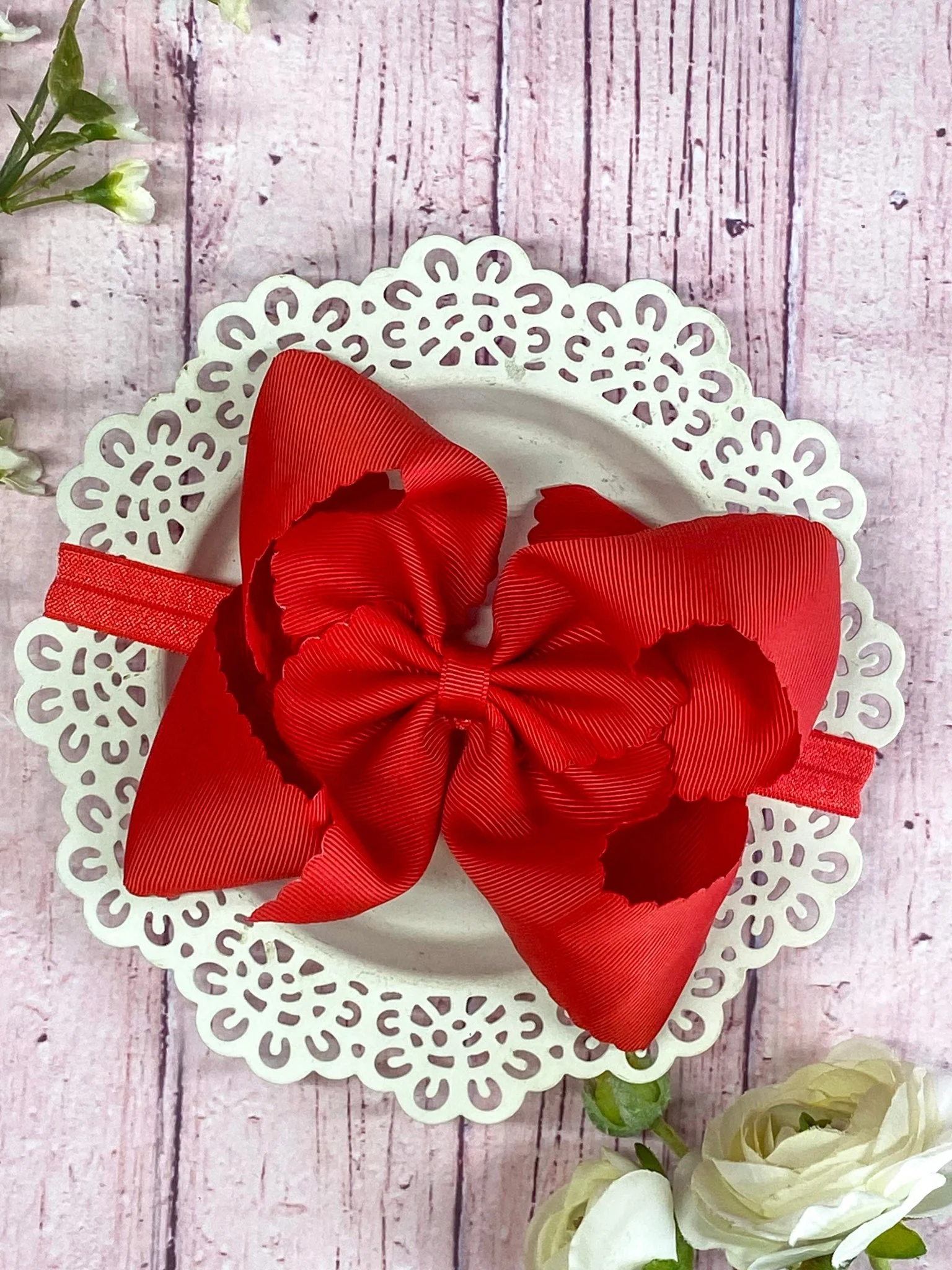 5.5" Oversize Scalloped Hair Bow | Clip or Headband - Image 47