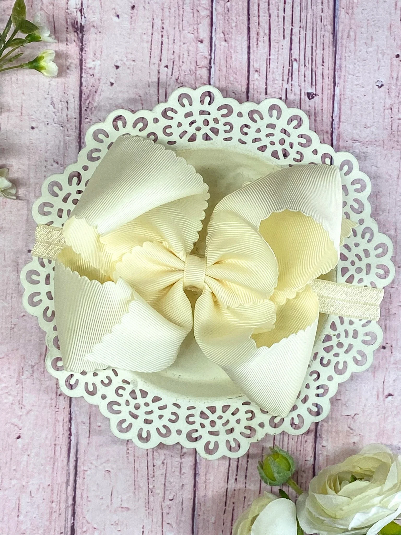 5.5" Oversize Scalloped Hair Bow | Clip or Headband - Image 48