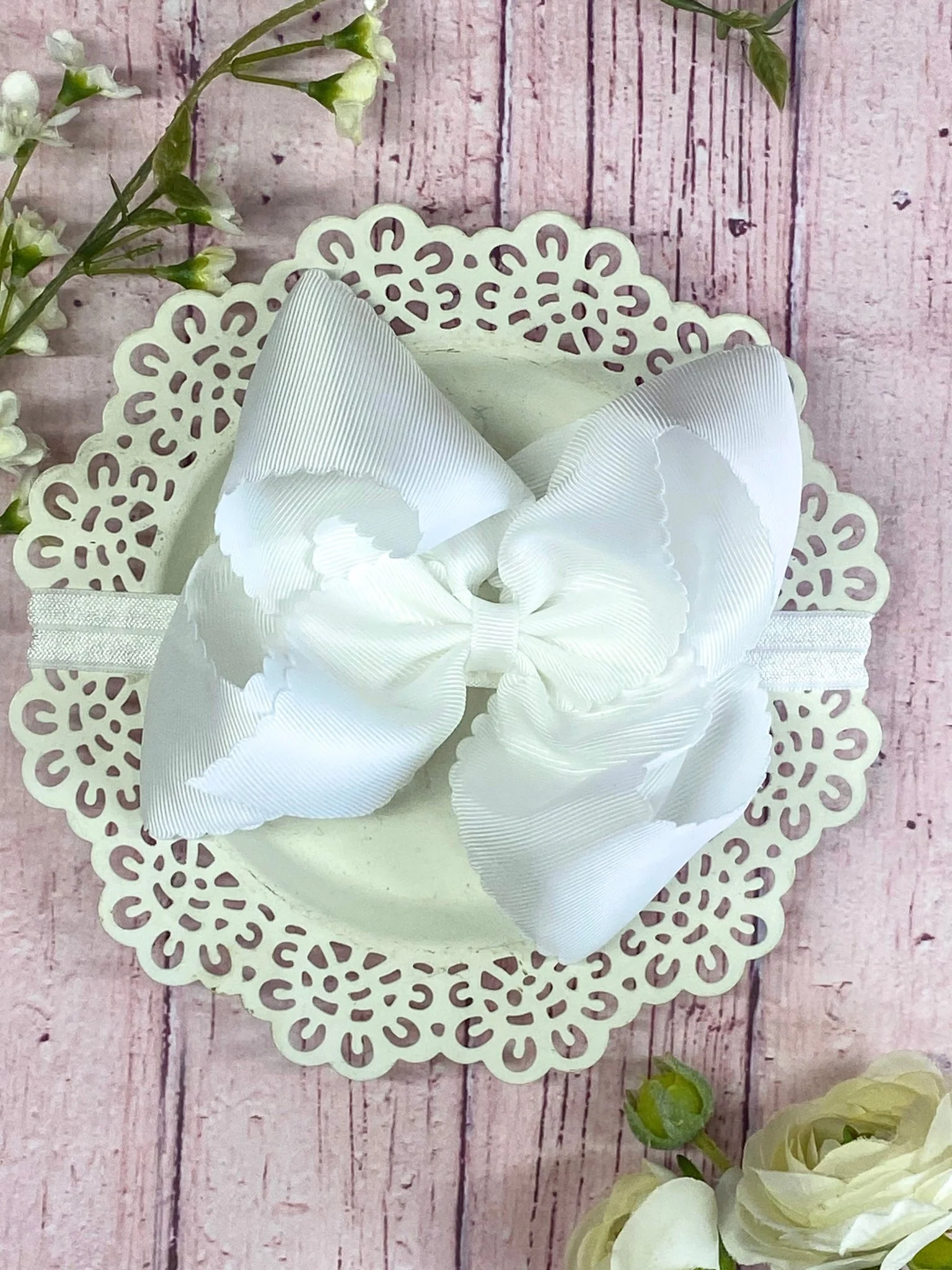 5.5" Oversize Scalloped Hair Bow | Clip or Headband - Image 49