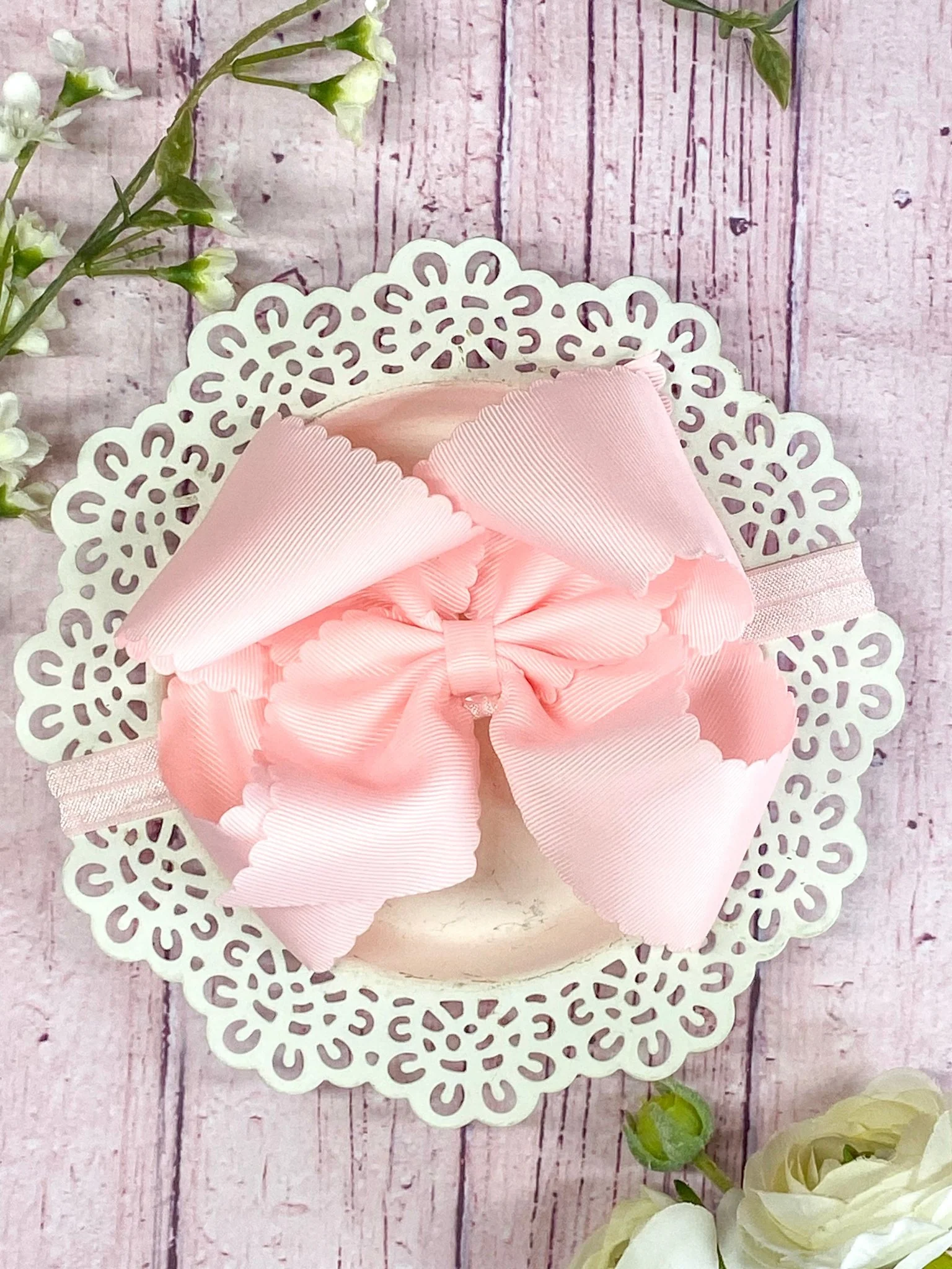 5.5" Oversize Scalloped Hair Bow | Clip or Headband - Image 50