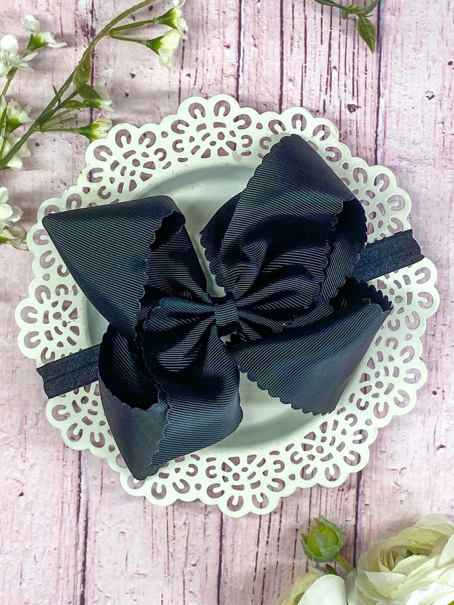 5.5" Oversize Scalloped Hair Bow | Clip or Headband - Image 51