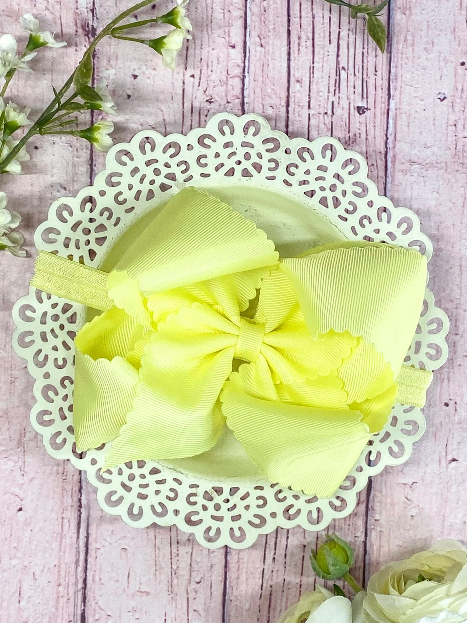 5.5" Oversize Scalloped Hair Bow | Clip or Headband - Image 52