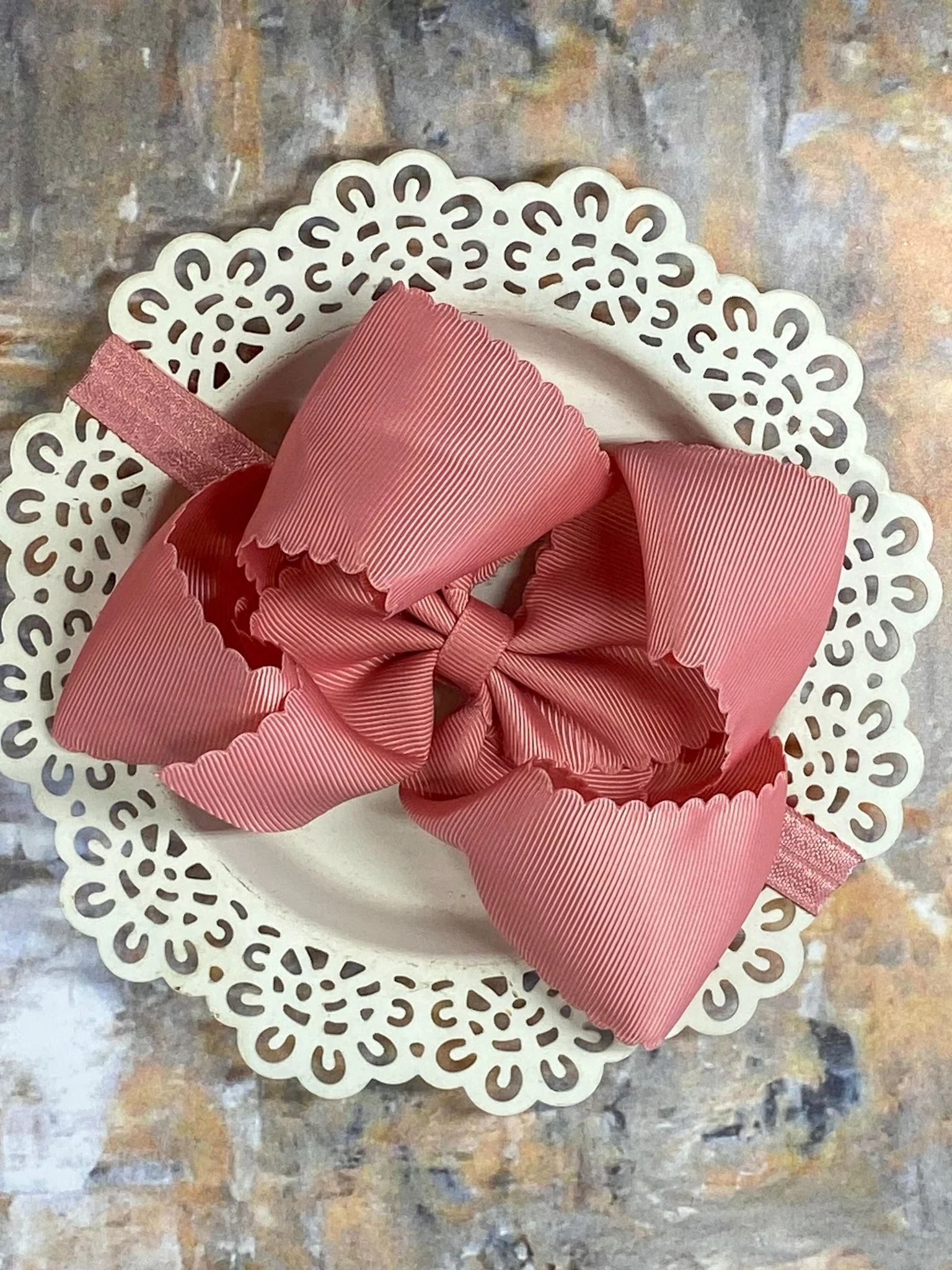 5.5" Oversize Scalloped Hair Bow | Clip or Headband - Image 53