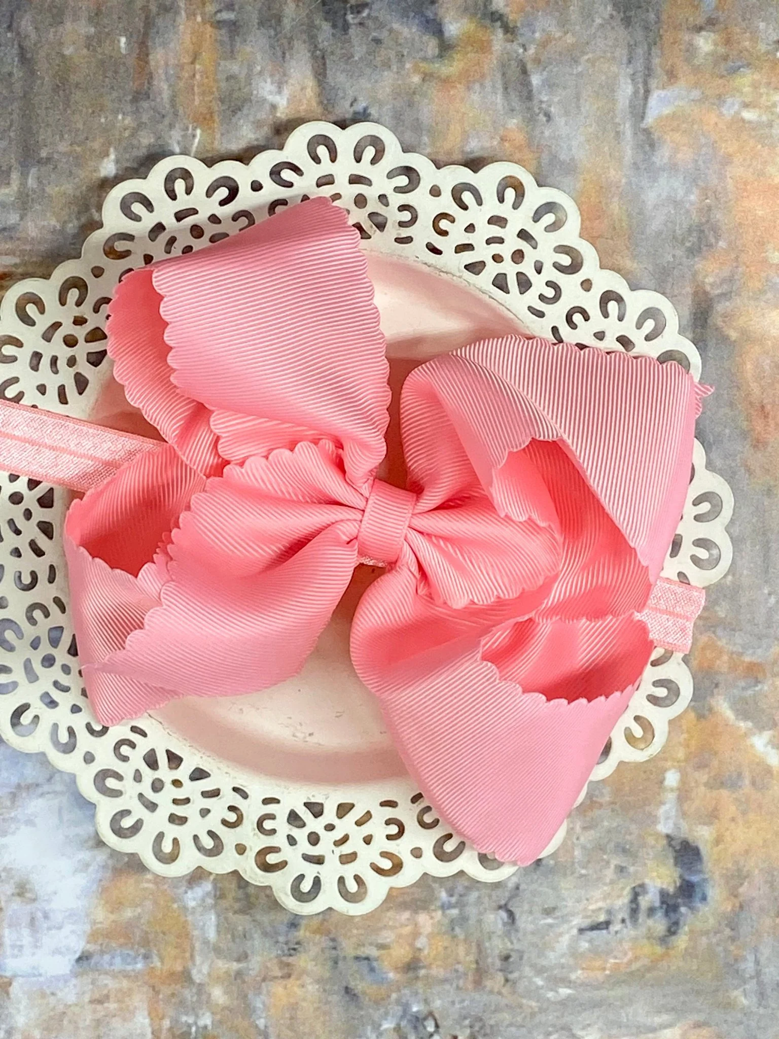 5.5" Oversize Scalloped Hair Bow | Clip or Headband - Image 54