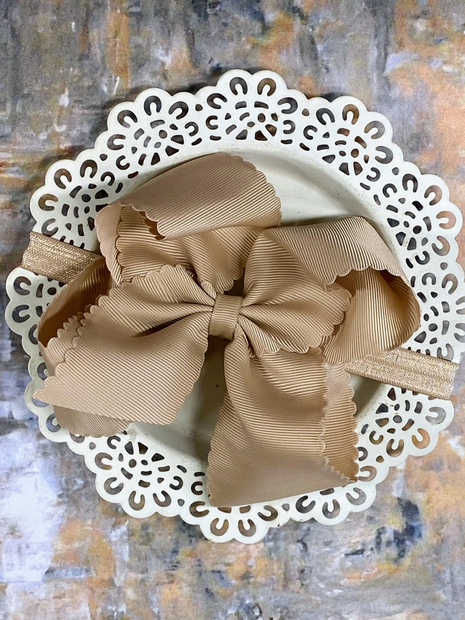 5.5" Oversize Scalloped Hair Bow | Clip or Headband - Image 56