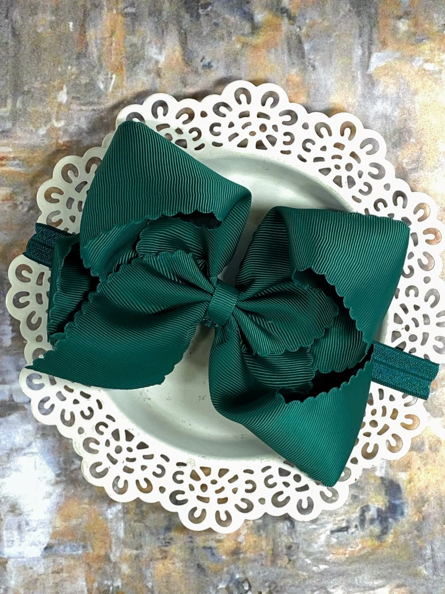 5.5" Oversize Scalloped Hair Bow | Clip or Headband - Image 60