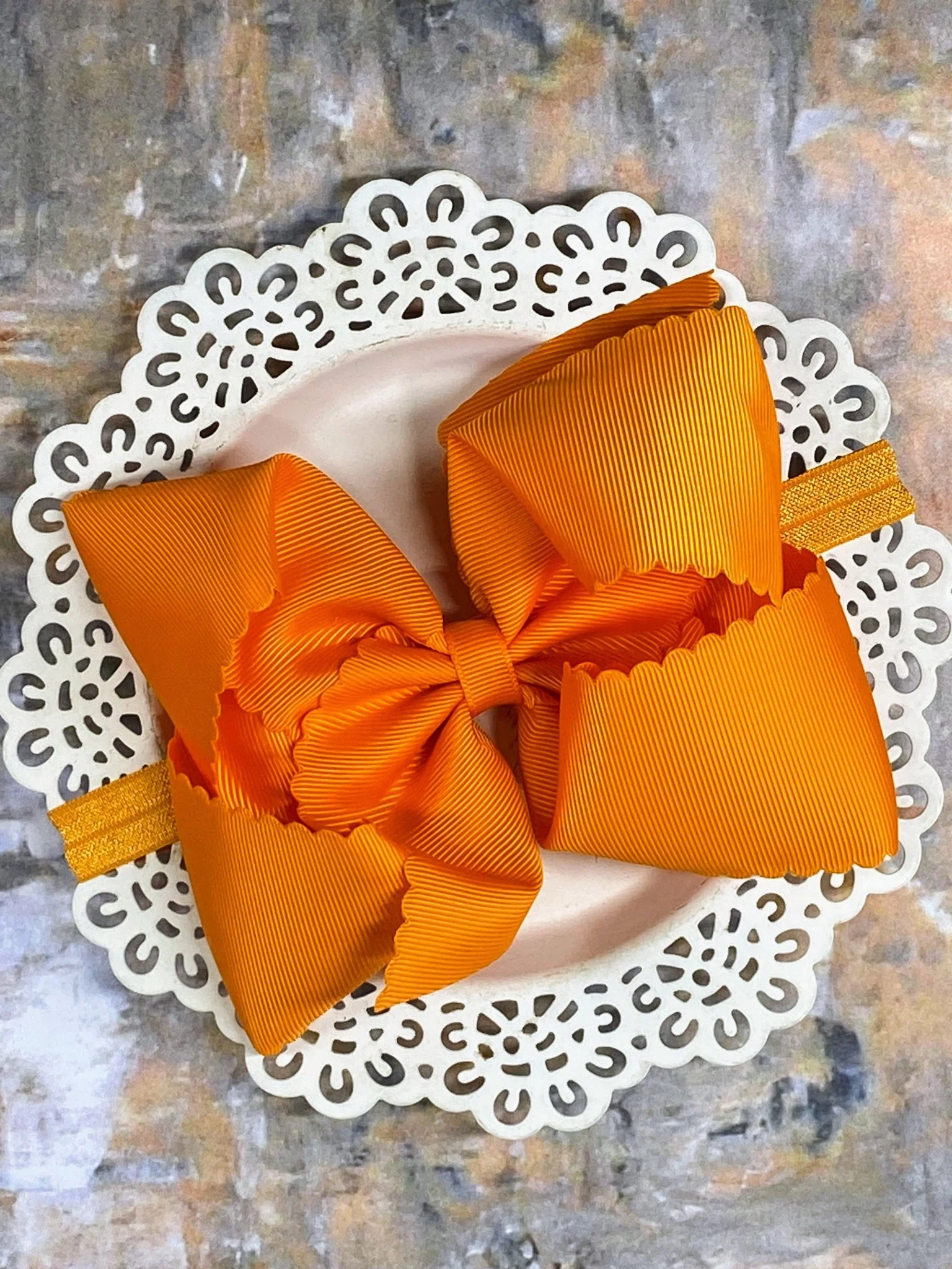 5.5" Oversize Scalloped Hair Bow | Clip or Headband - Image 61