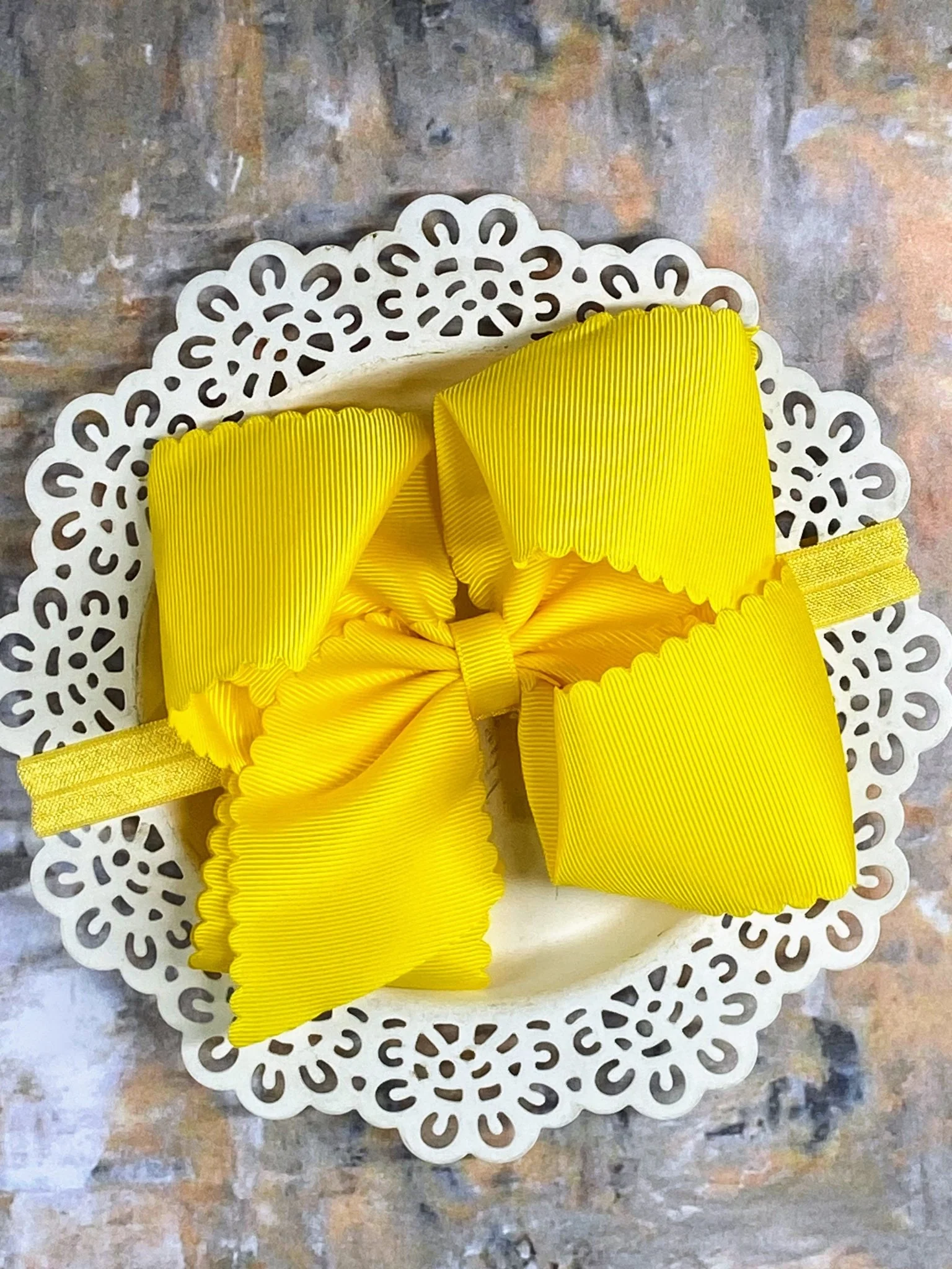 5.5" Oversize Scalloped Hair Bow | Clip or Headband - Image 62
