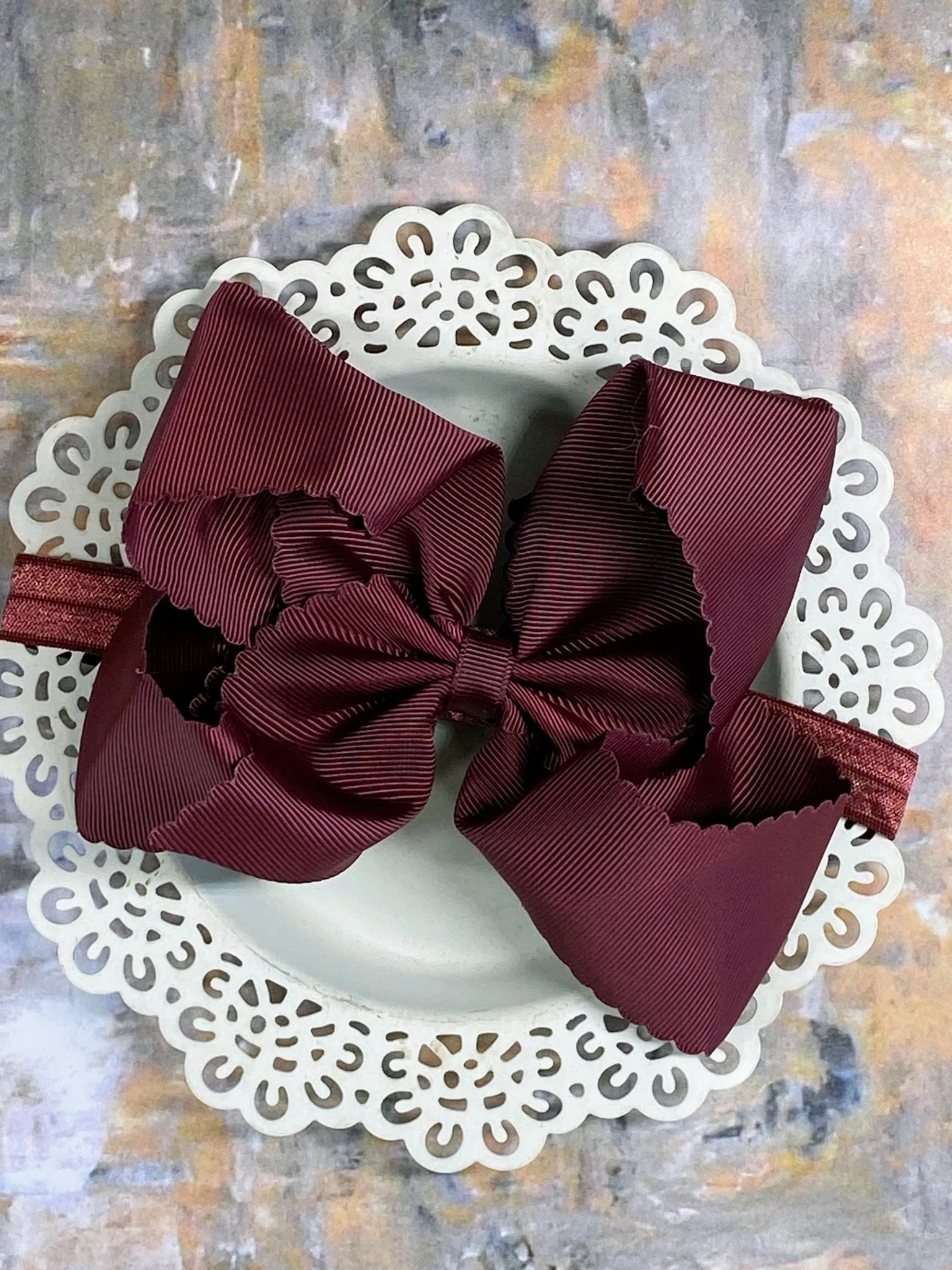 5.5" Oversize Scalloped Hair Bow | Clip or Headband - Image 63