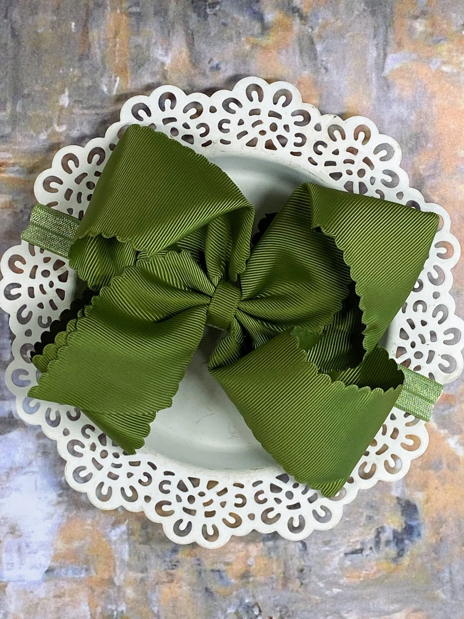 5.5" Oversize Scalloped Hair Bow | Clip or Headband - Image 64