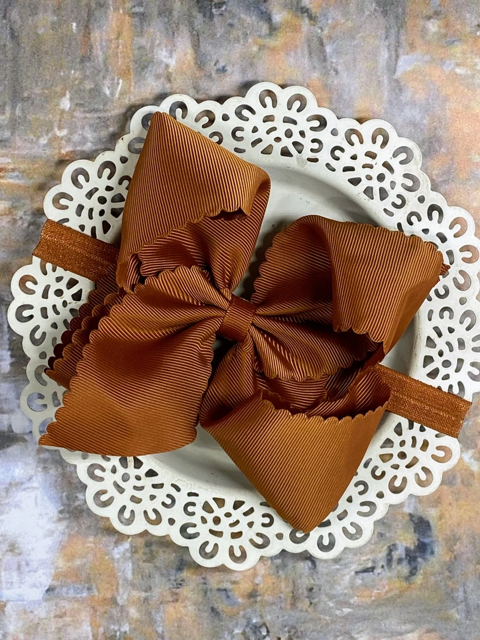 5.5" Oversize Scalloped Hair Bow | Clip or Headband - Image 65